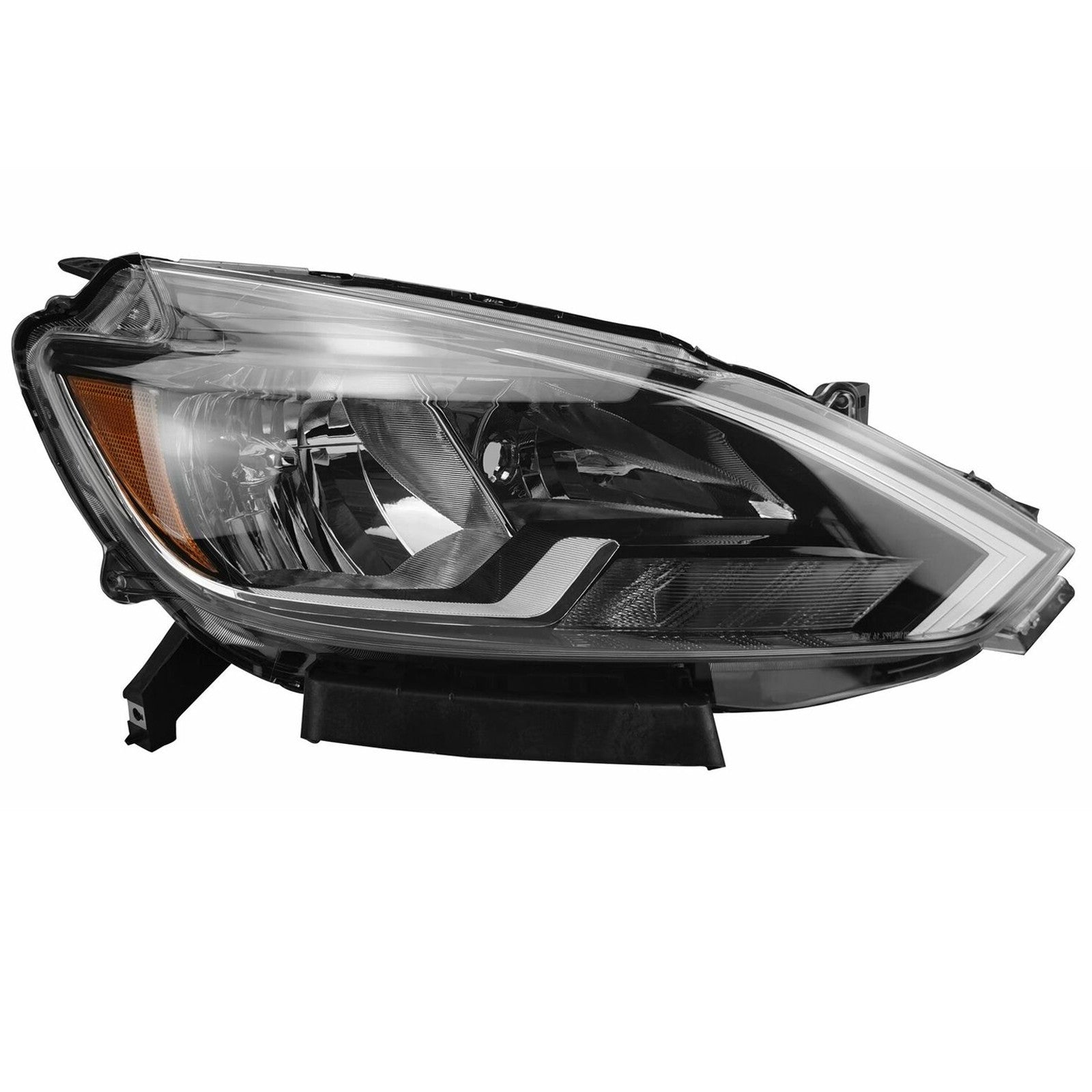 For 2016 2017 2018 2019 Nissan Sentra Headlight Assembly Halogen Black & Chrome Left Right Pair