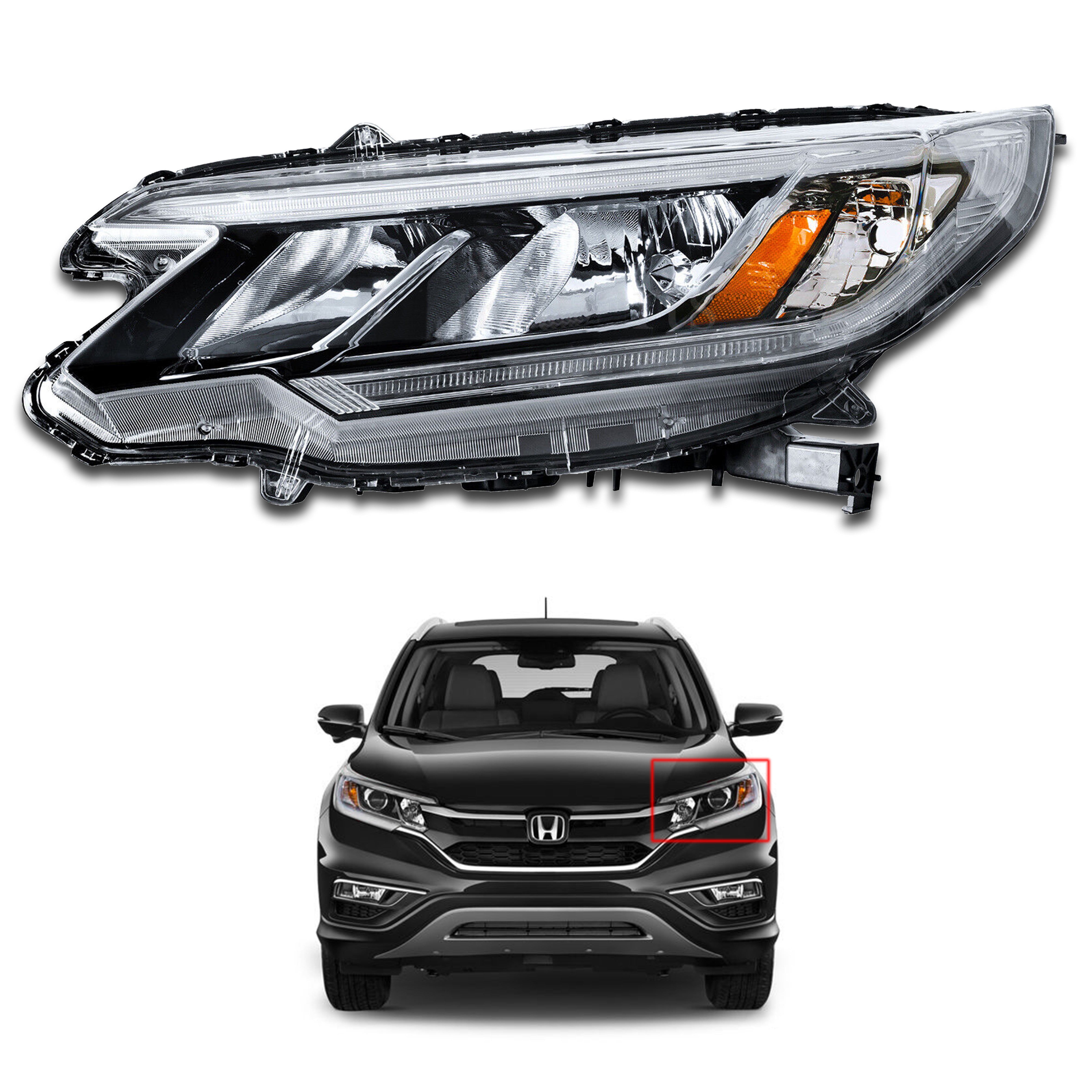 For 2015 2016 Honda CRV CR-V EX-L EX SE Headlight Headlamp Halogen w/ LED DRL Driver Left Side 33150T1WA01