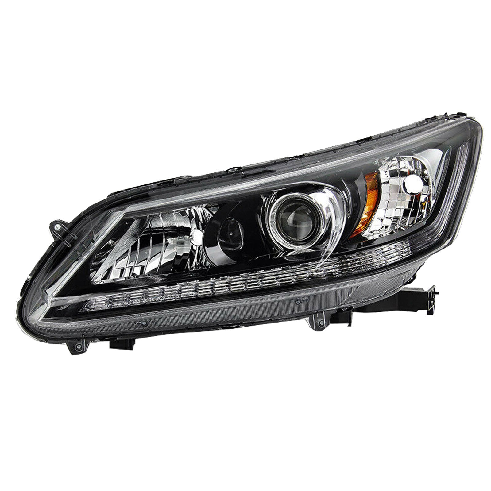 For 2013 2014 2015 Honda Accord Sedan Headlight Assembly Halogen Black & Chrome Driver Side