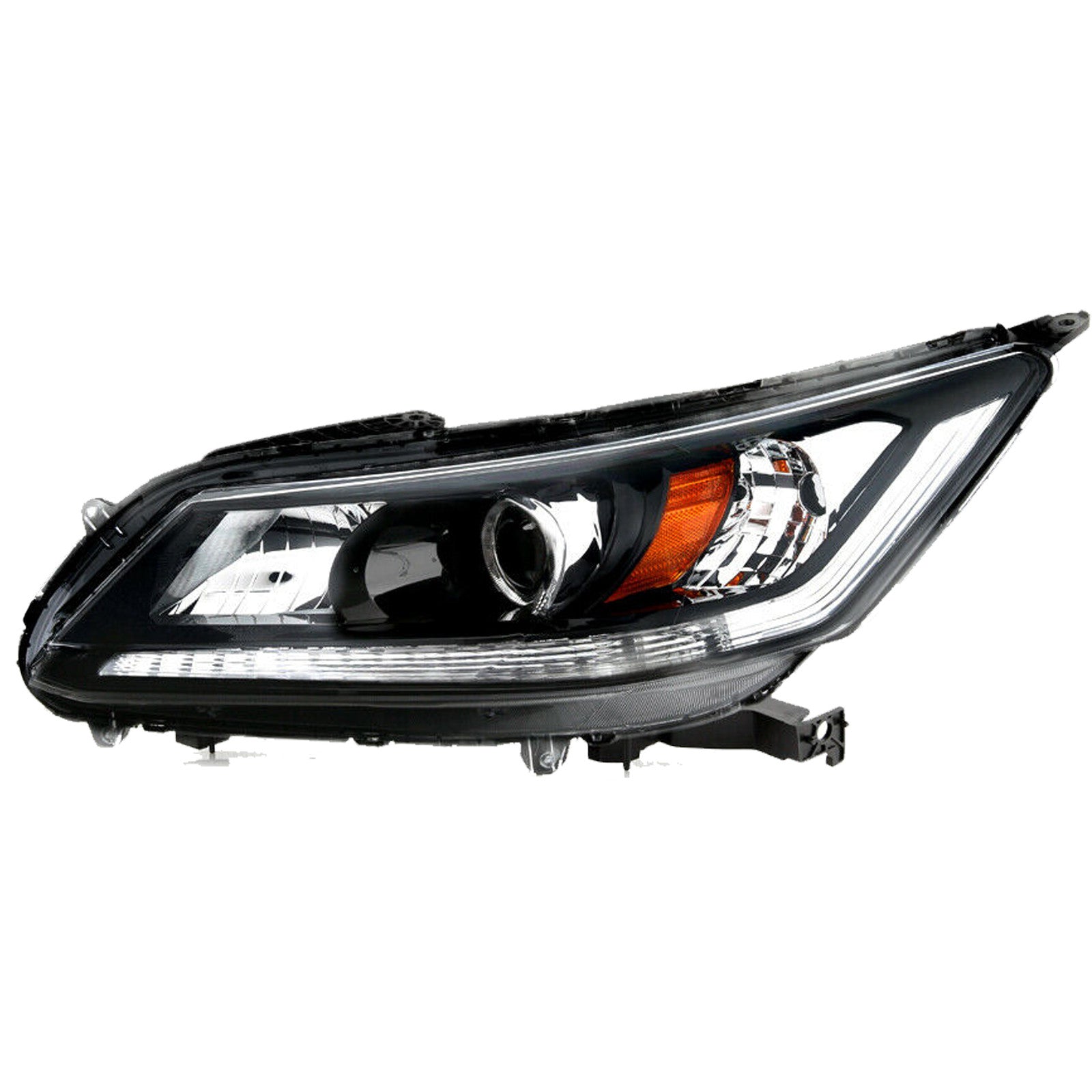 For 2013 2014 2015 Honda Accord Sedan Headlight Assembly Halogen Black & Chrome Driver Side