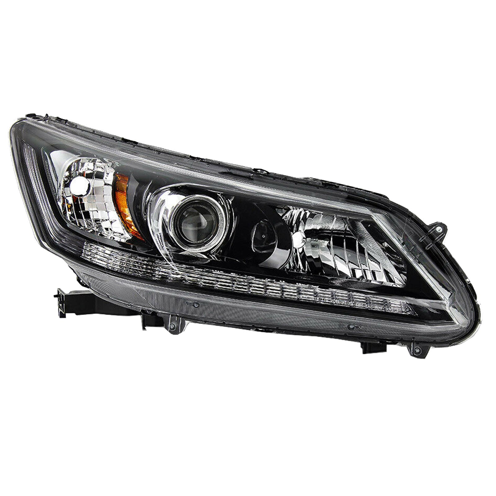 For 2013 2014 2015 Honda Accord Sedan Headlight Assembly Halogen Black & Chrome Passenger Side