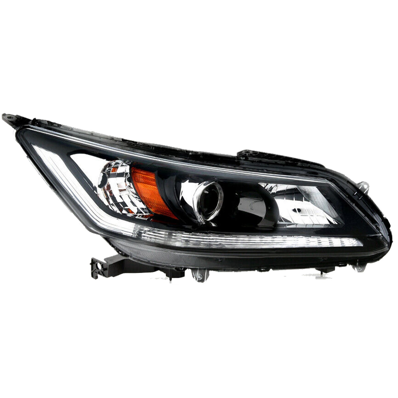 For 2013 2014 2015 Honda Accord Sedan Headlight Assembly Halogen Black & Chrome Passenger Side