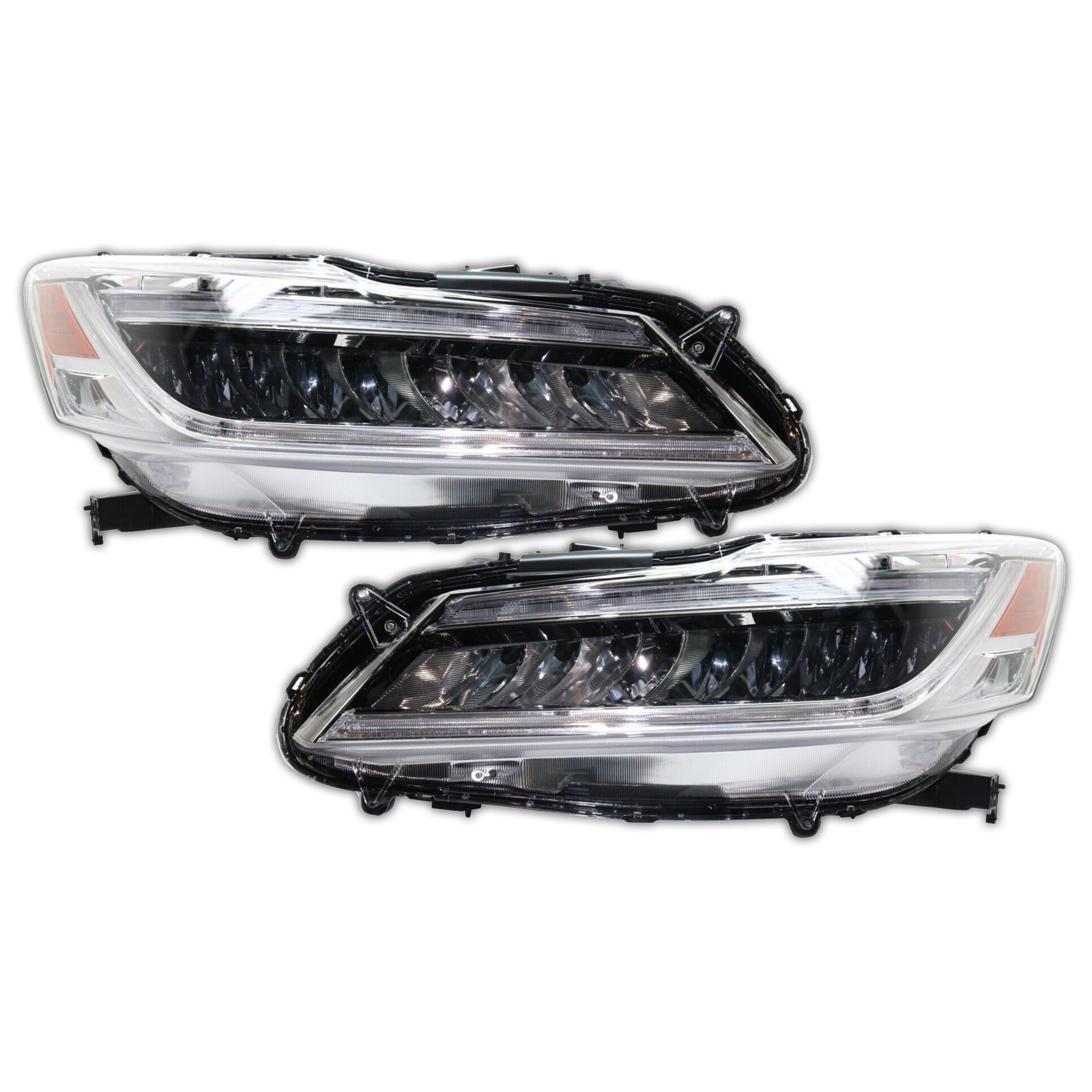 For 2016 2017 Honda Accord Sedan Full LED Headlight Headlamp Assembly Chrome Left Right Driver Passenger Side LH RH Set Pair 2Pcs 33150T2AA32 33100T2AA32