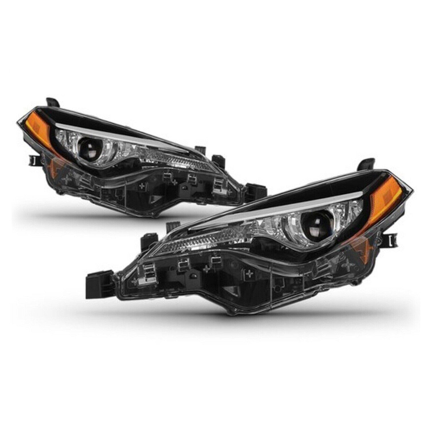 For 2017 2018 2019 Toyota Corolla L LE Headlight Assembly Halogen with LED Daytime Running Lights DRL Left Right Pair
