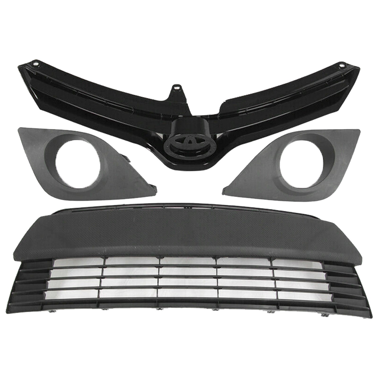 For 2014 2015 2016 Toyota Corolla L LE CE Front Upper Lower Grille With Fog Covers Set