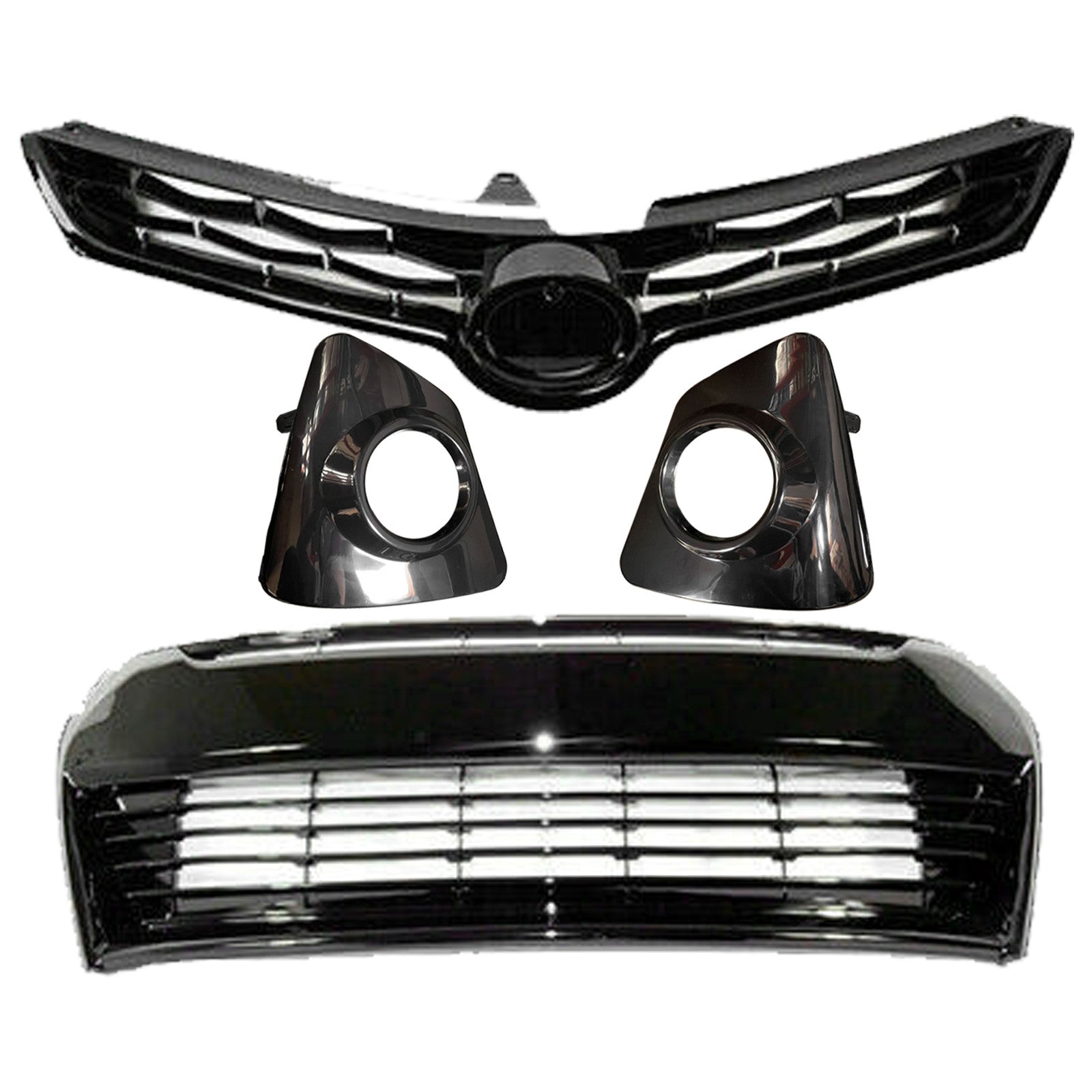 For 2014 2015 2016 Toyota Corolla S Front Upper Lower Grille With Fog Covers Set