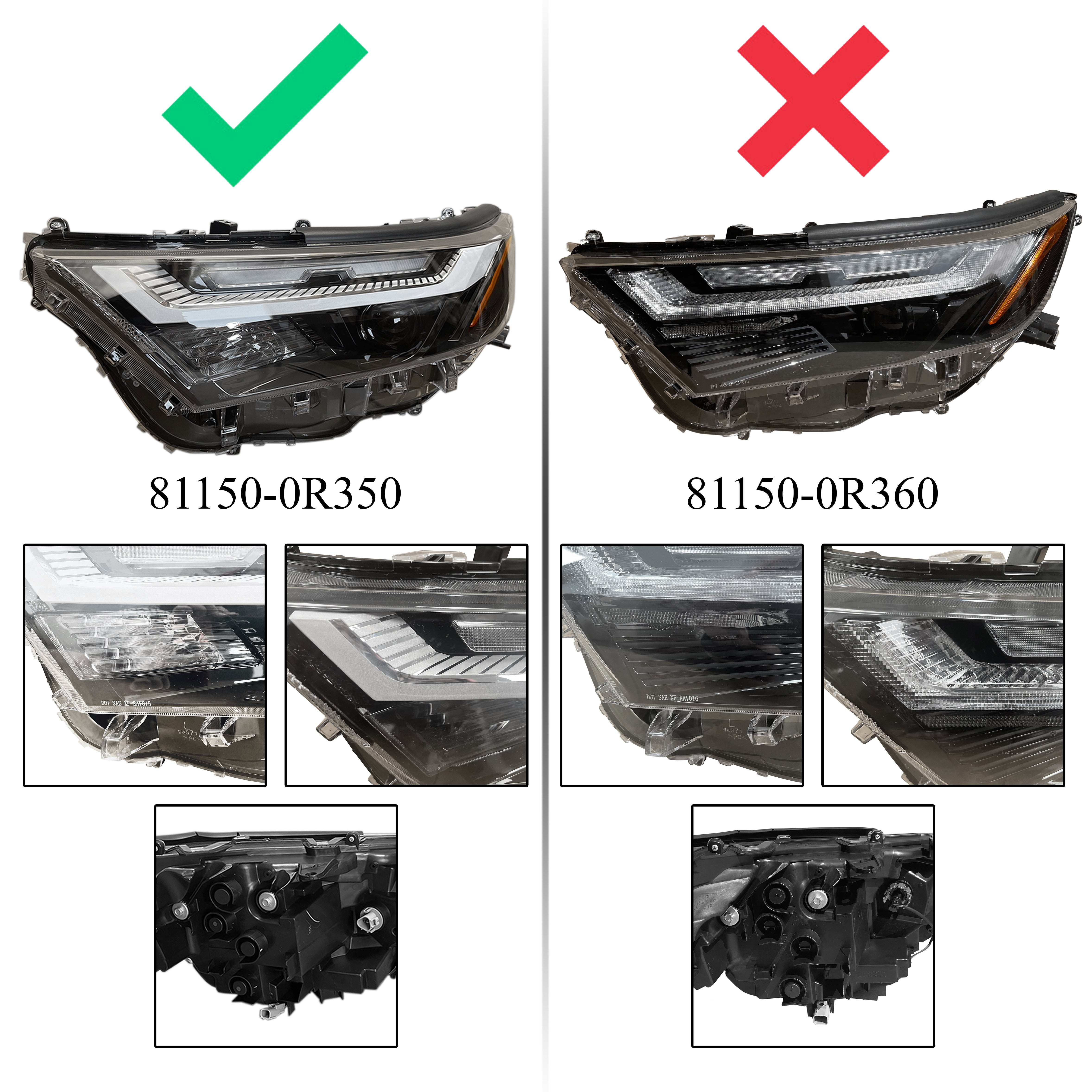 For 2022 2023 2024 Toyota RAV4 XLE Front LED Projector Headlight Assembly Set Left Right Side