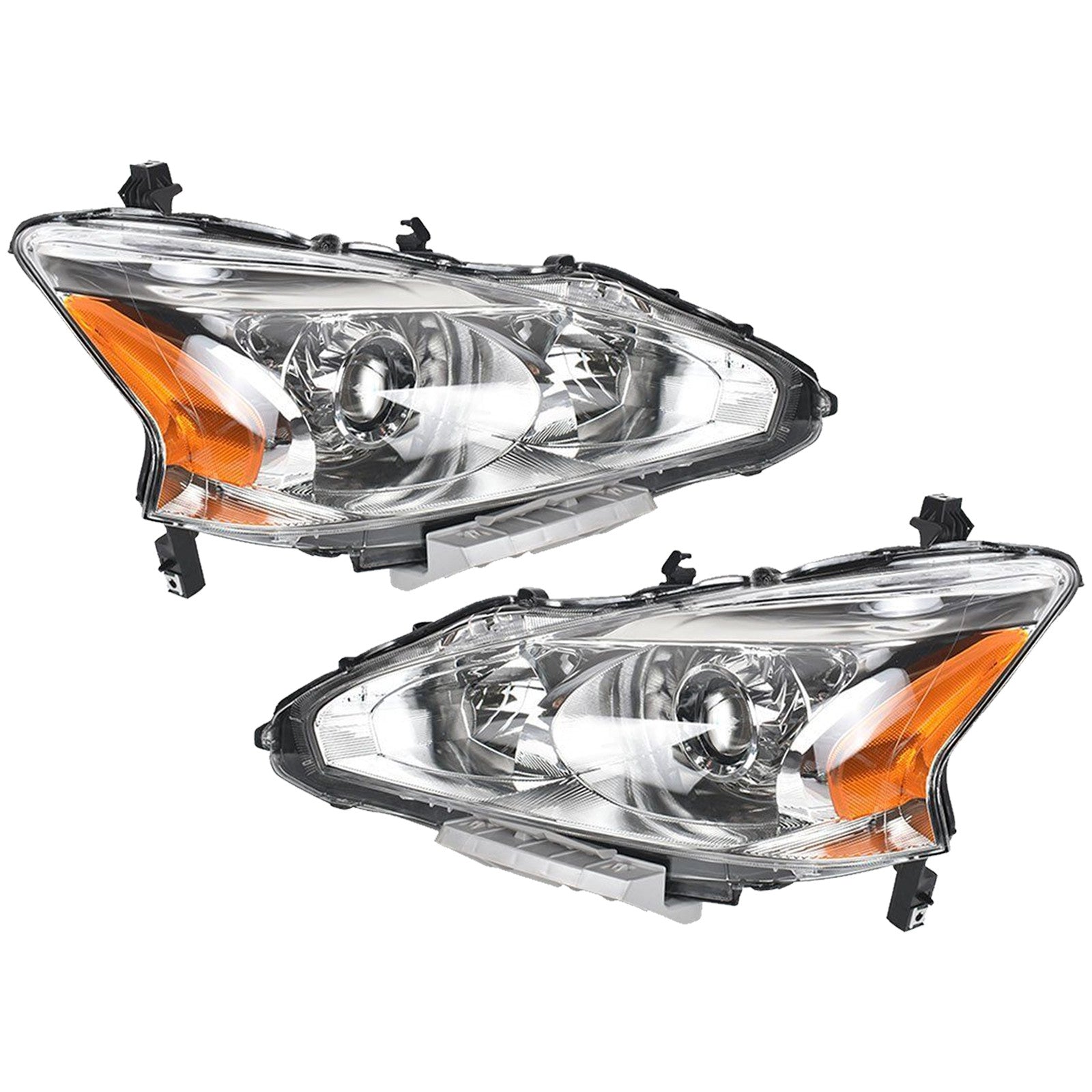 For 2013 2014 2015 Nissan Altima Front Headlight Headlamp Assembly Chrome Halogen Left Right Pair