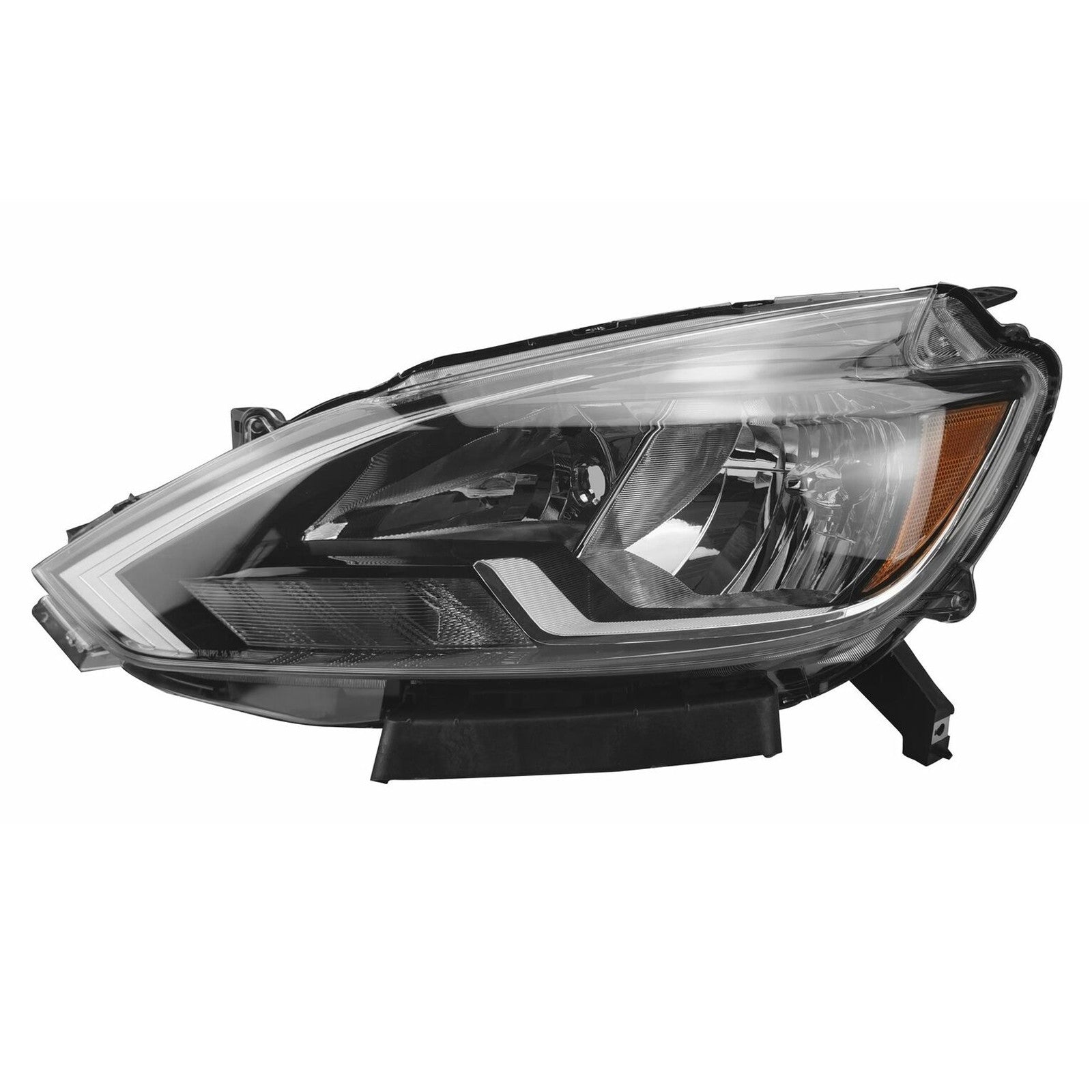 For 2016 2017 2018 2019 Nissan Sentra Headlight Assembly Halogen Black & Chrome Driver Side
