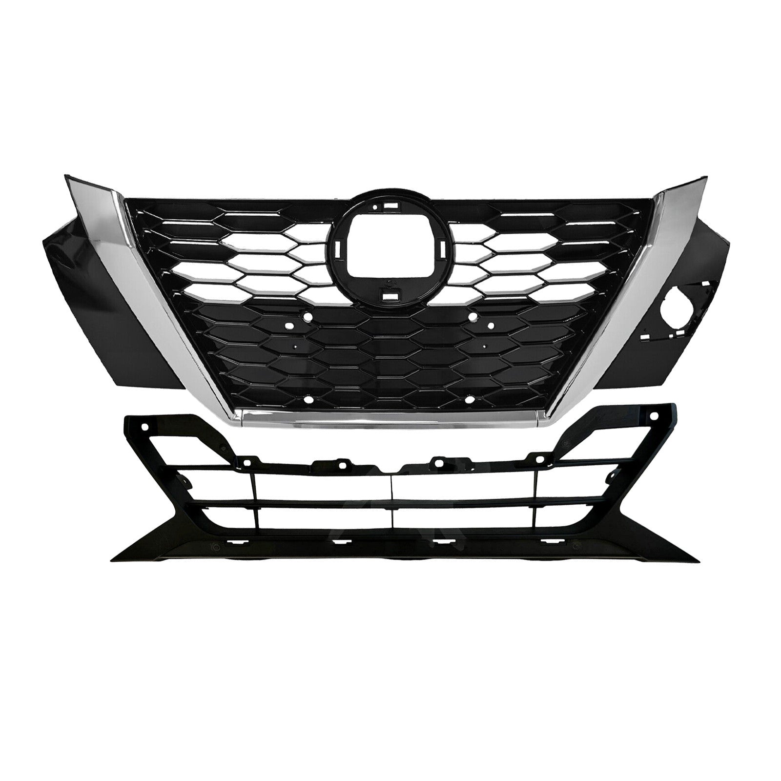 For 2020 2021 2022 2023 Nissan Sentra Front Upper Lower Bumper Grille Assembly Chrome Black