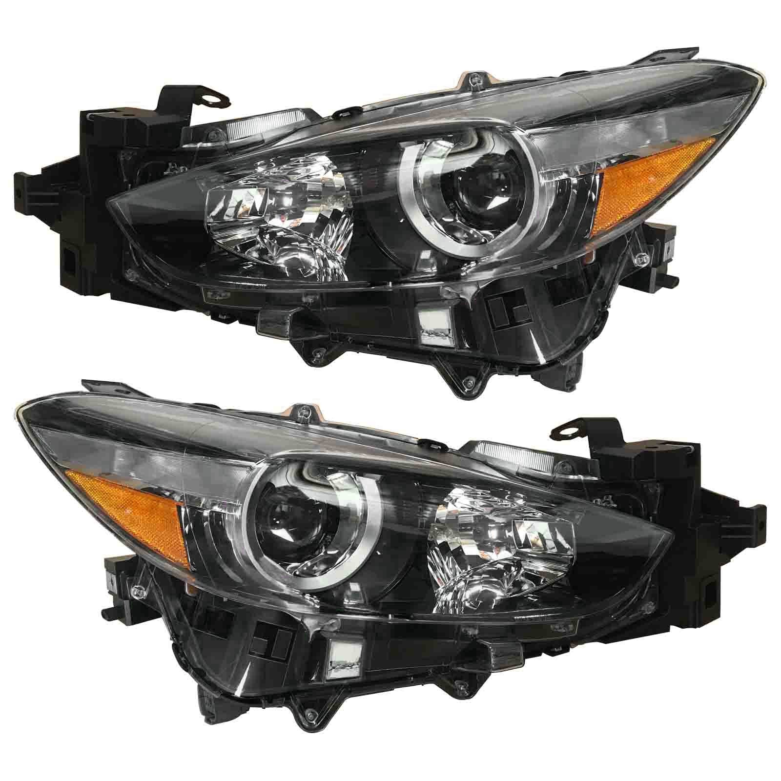 For 2017 2018 Mazda 3 Headlight Assembly Halogen Projector Left Right Pair