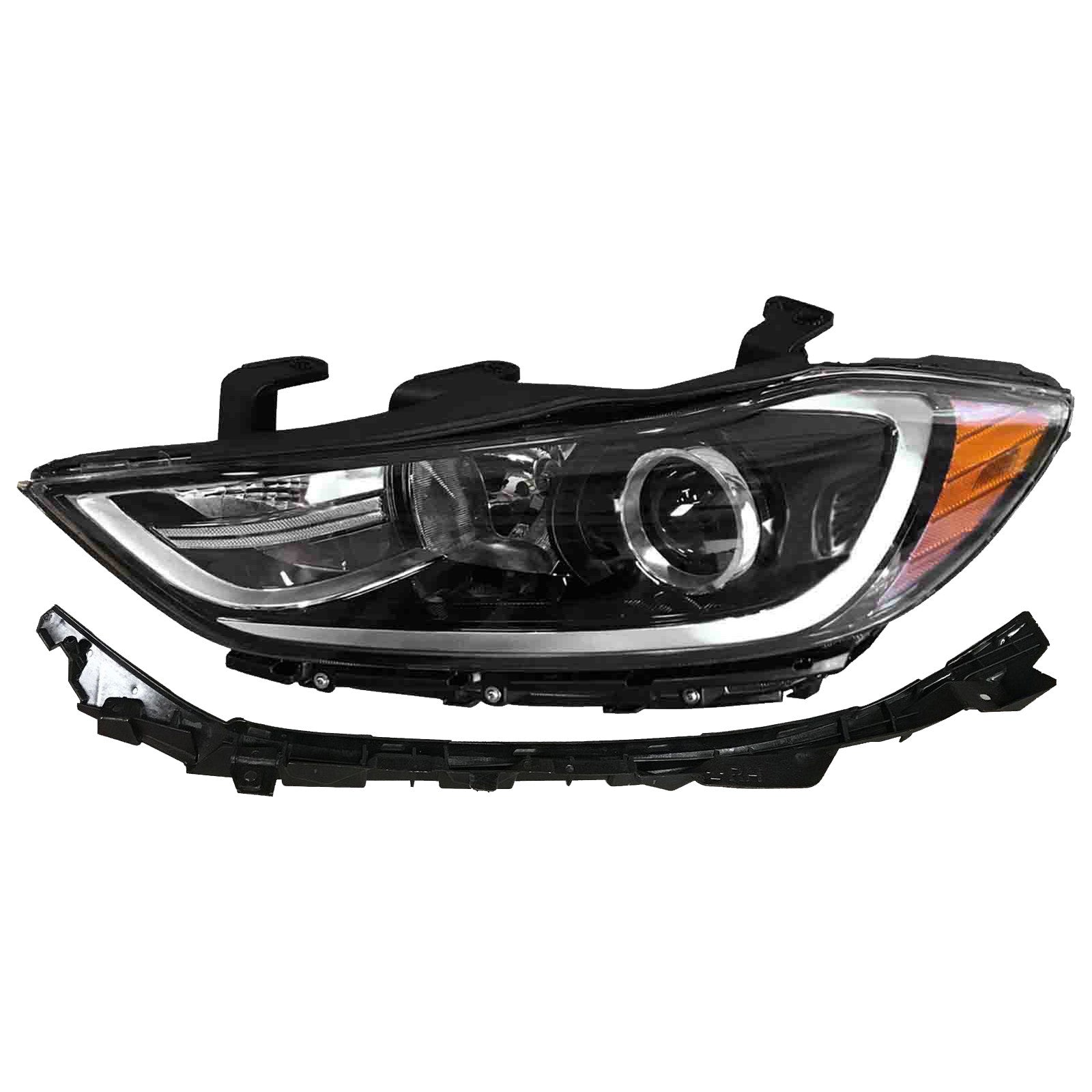 For 2017 2018 Hyundai Elantra Headlight Assembly Halogen with Mounting Retainer Bracket Driver Side 2pc