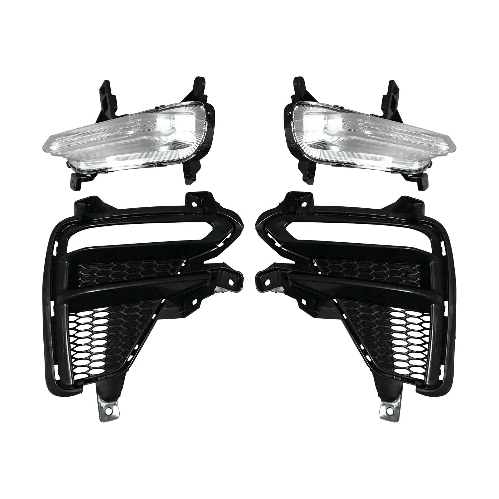 For 2019 2020 2021 Kia Forte Fog Lamp Daytime Driving Light Assembly with Covers Bezels Set 4pc