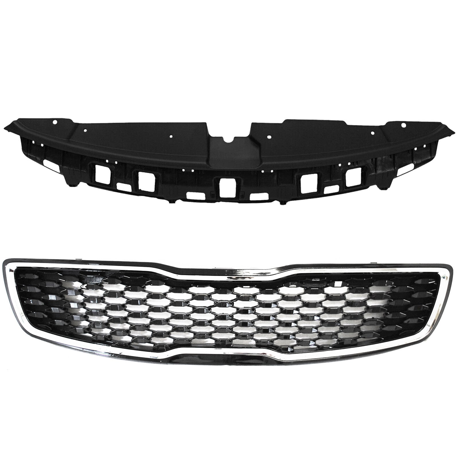 For 2017 2018 Kia Forte5 EX LX Front Upper Bumper Grille & Radiator Sight Shield Cover Assembly