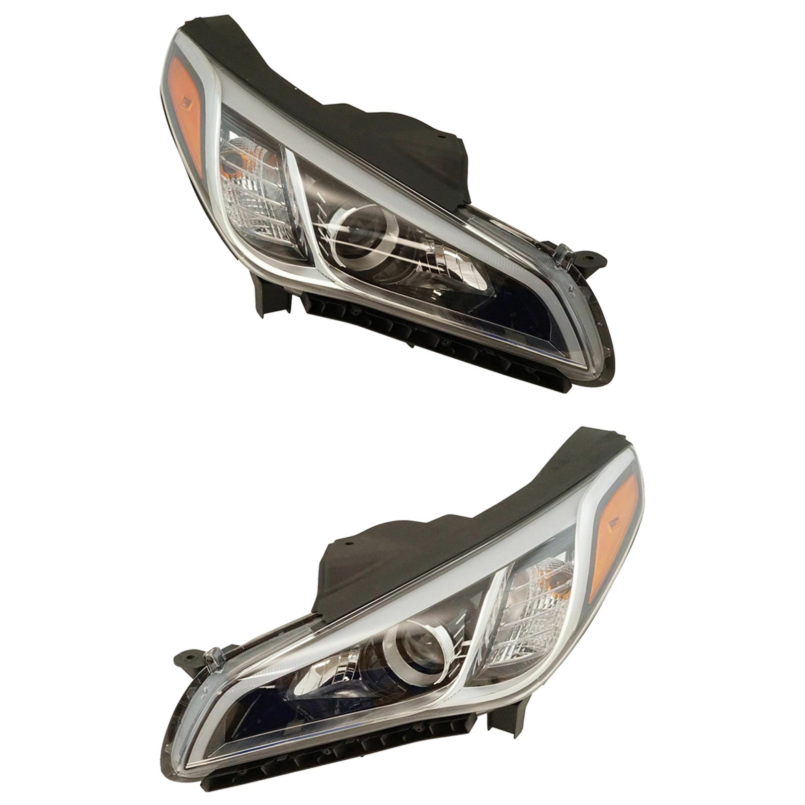 For 2015 2016 2017 Hyundai Sonata Headlight Assembly Halogen With Bulbs Left Right Pair