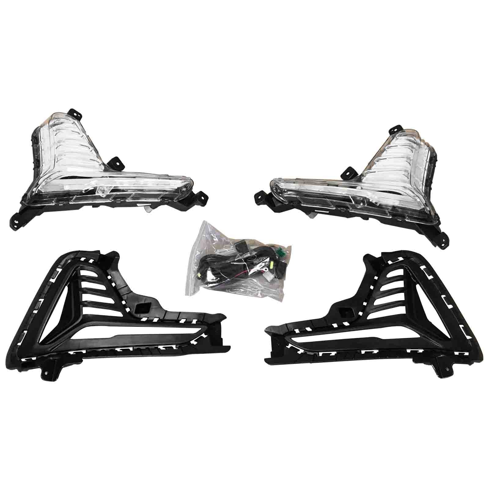 For 2018 2019 Hyundai Sonata LED Fog Lamp Daytime Driving Light Assembly with Covers Bezels Wire Set
