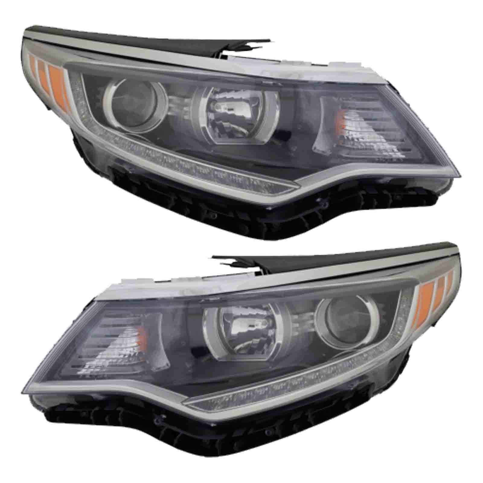 For 2016 2017 2018 Kia Optima Headlight Assembly Halogen with LED Daytime Running Lamp Left Right Pair