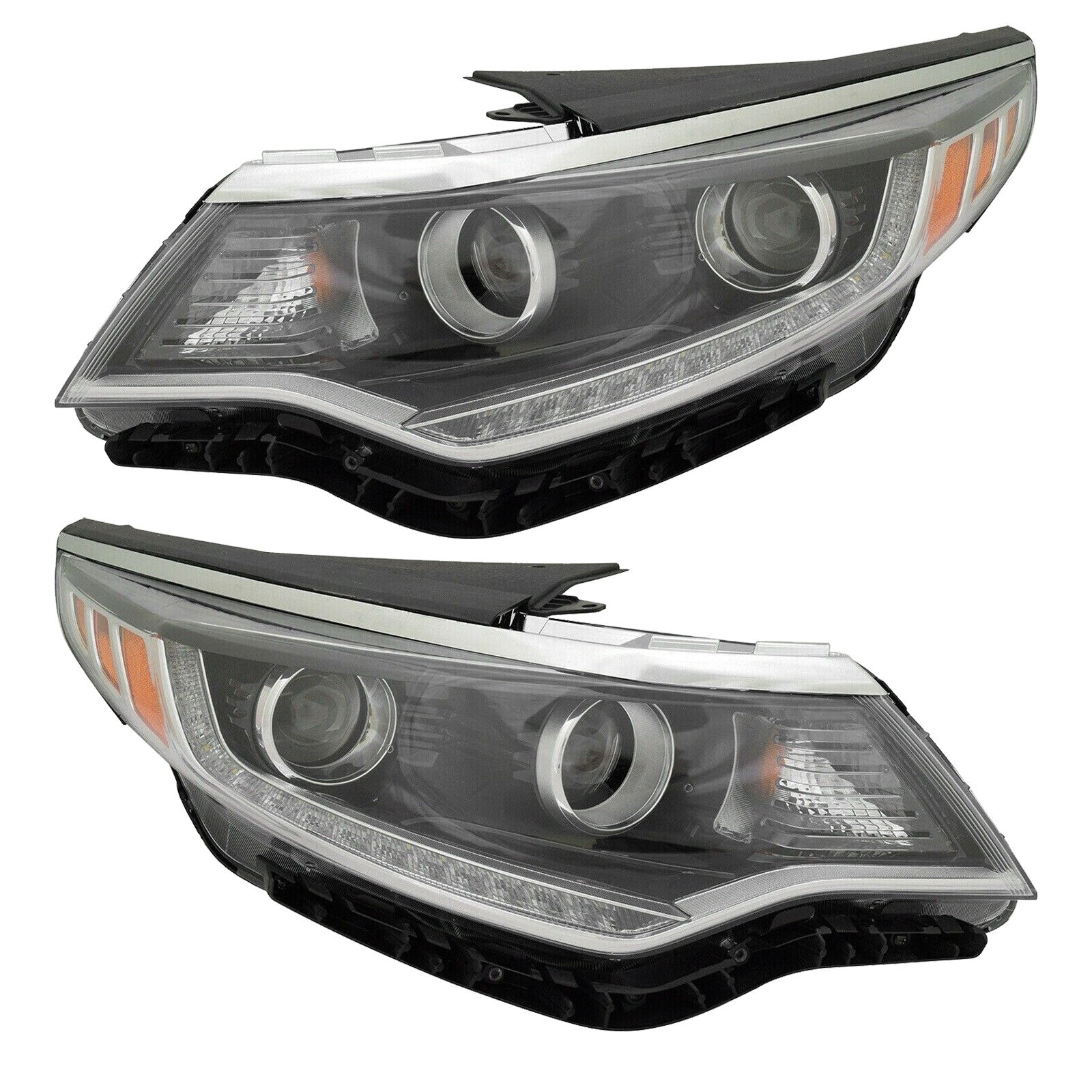 For 2016 2017 2018 Kia Optima Headlight Assembly Halogen Dual Projector with LED Daytime Running Light Left Right Pair