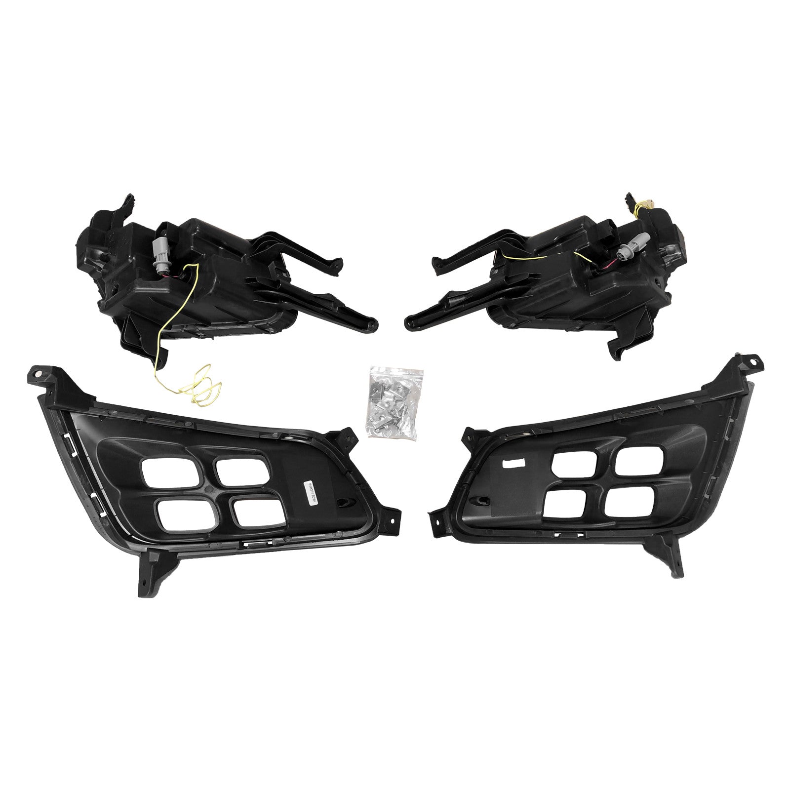 For 2014 2015 Kia Optima 4-Eyes Style LED Daytime Running Light Fog Lamp Assembly with Cover Bezels Set 4pc Left Right