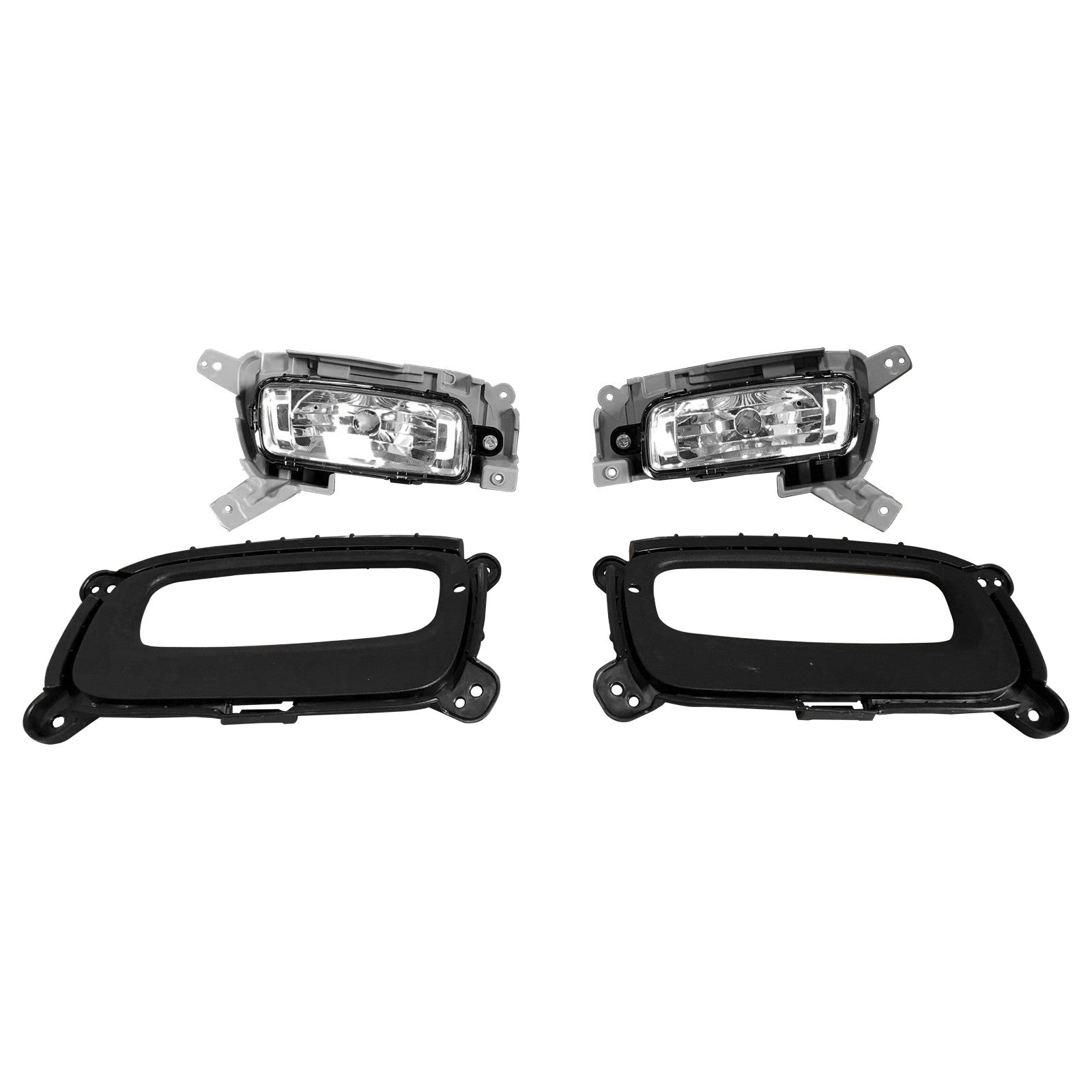 For 2014 2015 Kia Sorento Fog Lamp Daytime Driving Light Assembly with Covers Bezels Set 4pcs