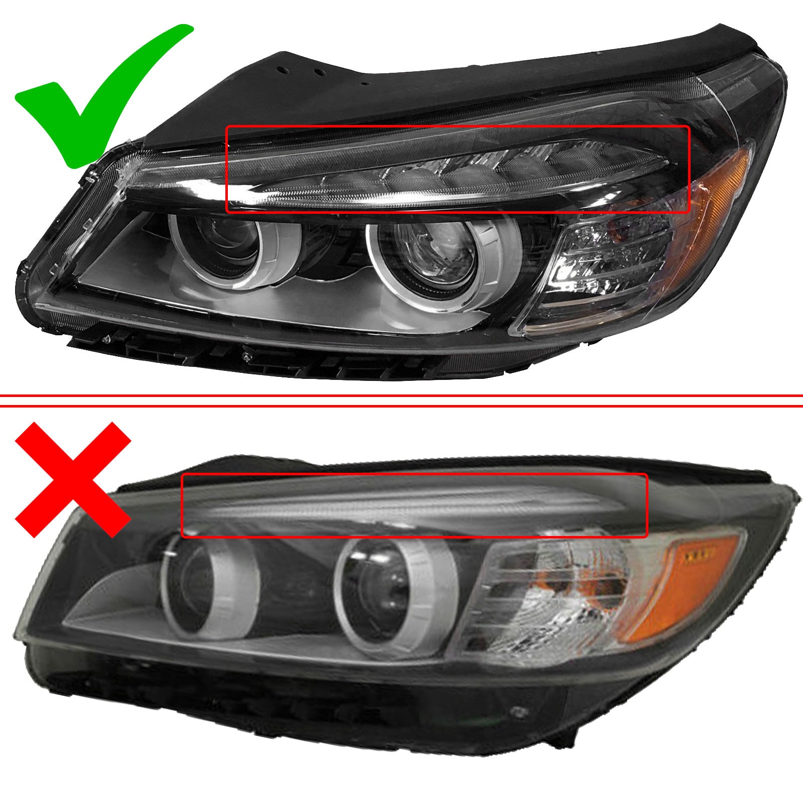 For 2016 2017 2018 Kia Sorento Headlight Assembly Halogen with LED Accent Light Driver Side