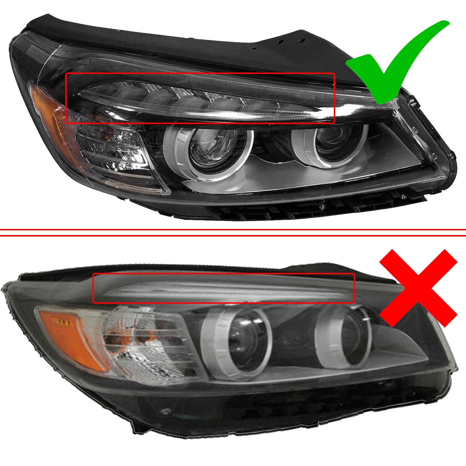 For 2016 2017 2018 Kia Sorento Headlight Assembly Halogen with LED Accent Light Passenger Side