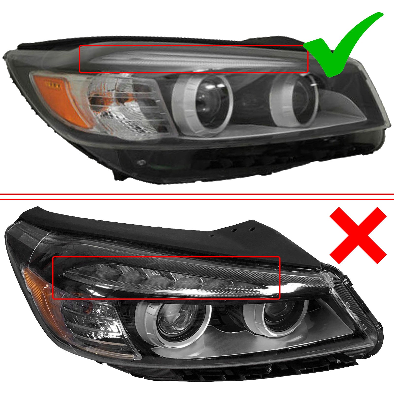 For 2016 2017 2018 Kia Sorento Headlight Assembly Halogen w/ LED Light Bar Passenger Side
