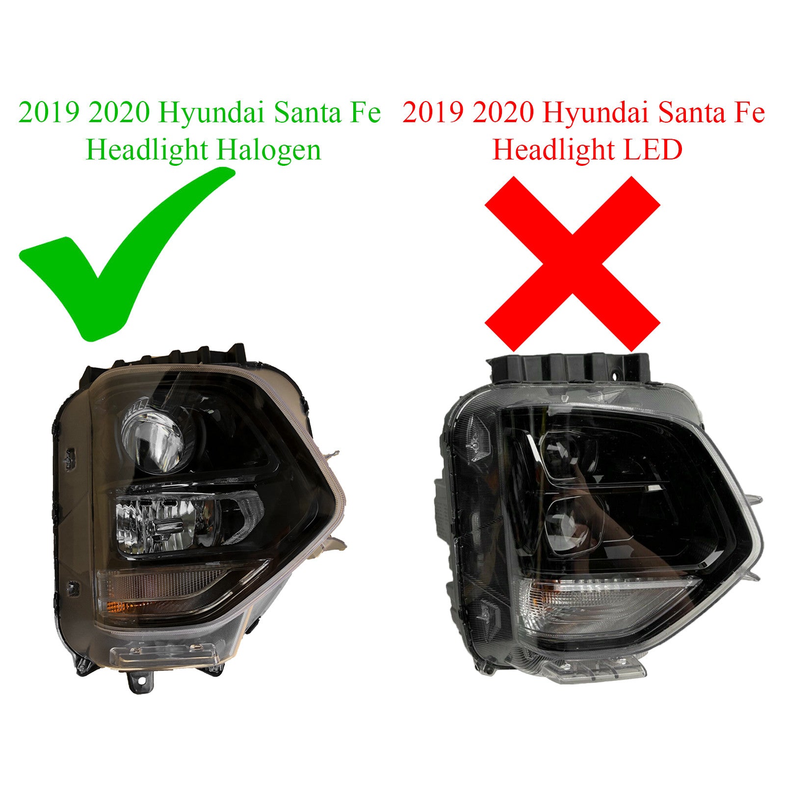 For 2019 2020 Hyundai Santa Fe Headlight Assembly Halogen Passenger Side