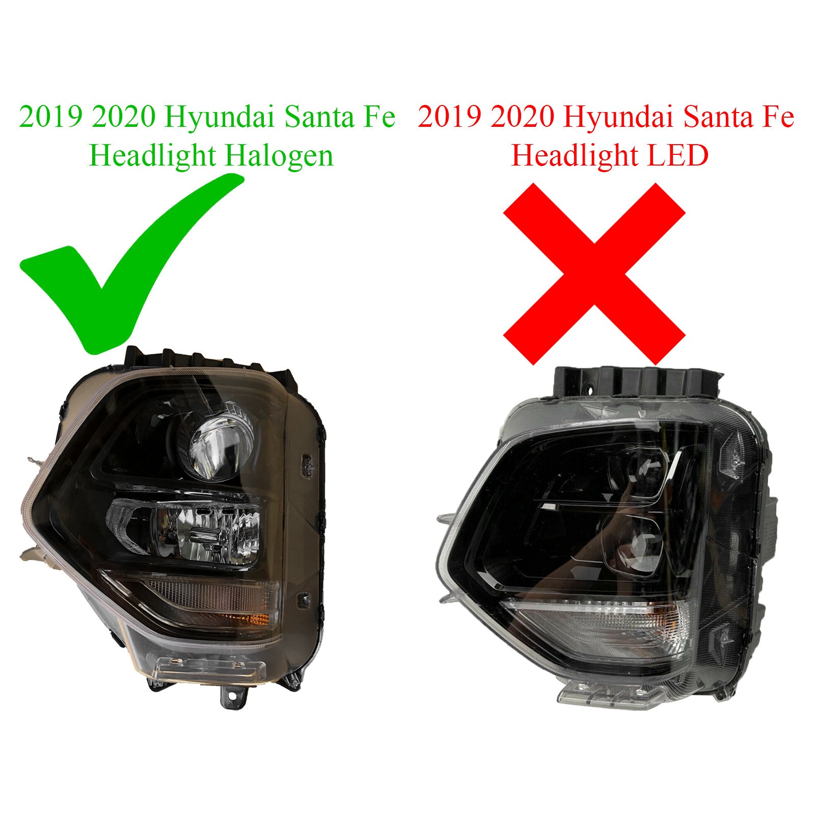 2019 2020 Hyundai Santa Fe Headlight Assembly Halogen Left Right Pair