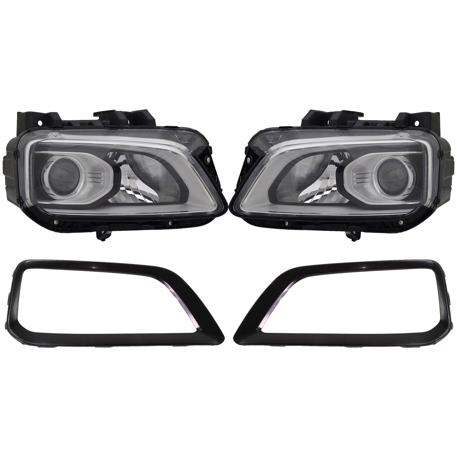 For 2018 2019 2020 2021 Hyundai Kona Halogen Headlight & Bezel Assembly Set Left Right Side
