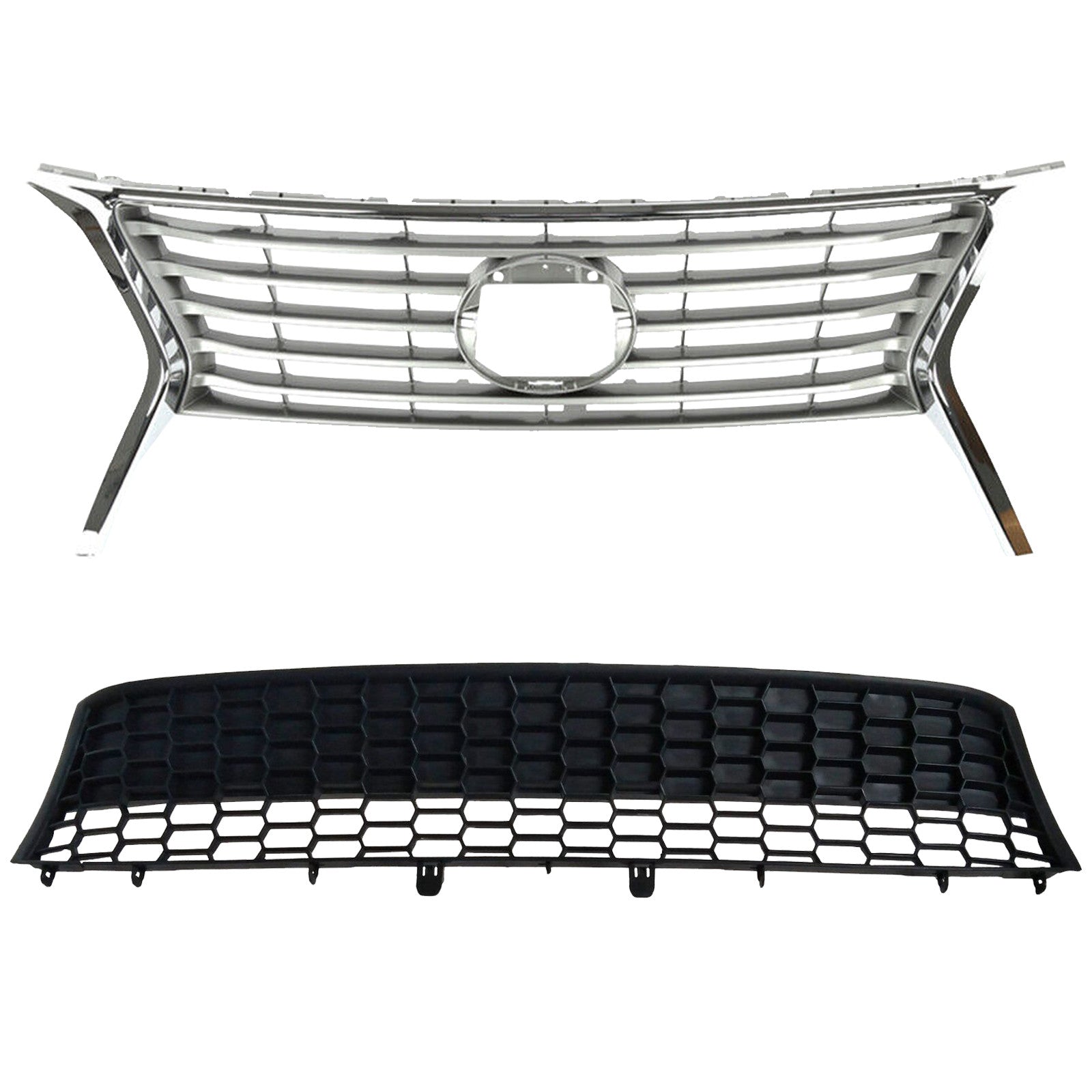 For 2013 2014 2015 Lexus RX350 Sport Front Bumper Upper & Lower Grilles Assembly Set Pair