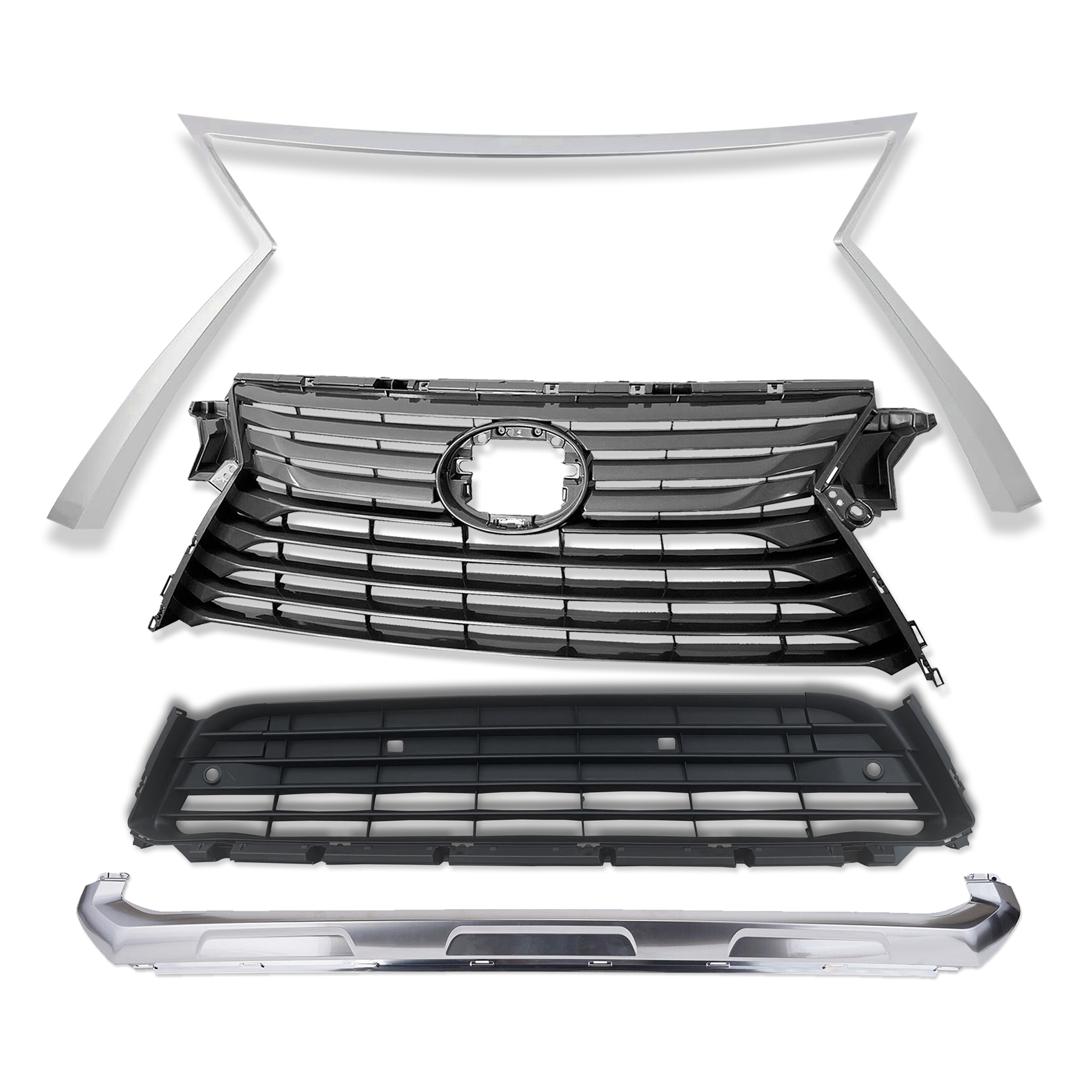 For 2016 2017 2018 2019 Lexus RX350 RX450h Front Upper Lower Bumper Grille Assembly Set 4pcs