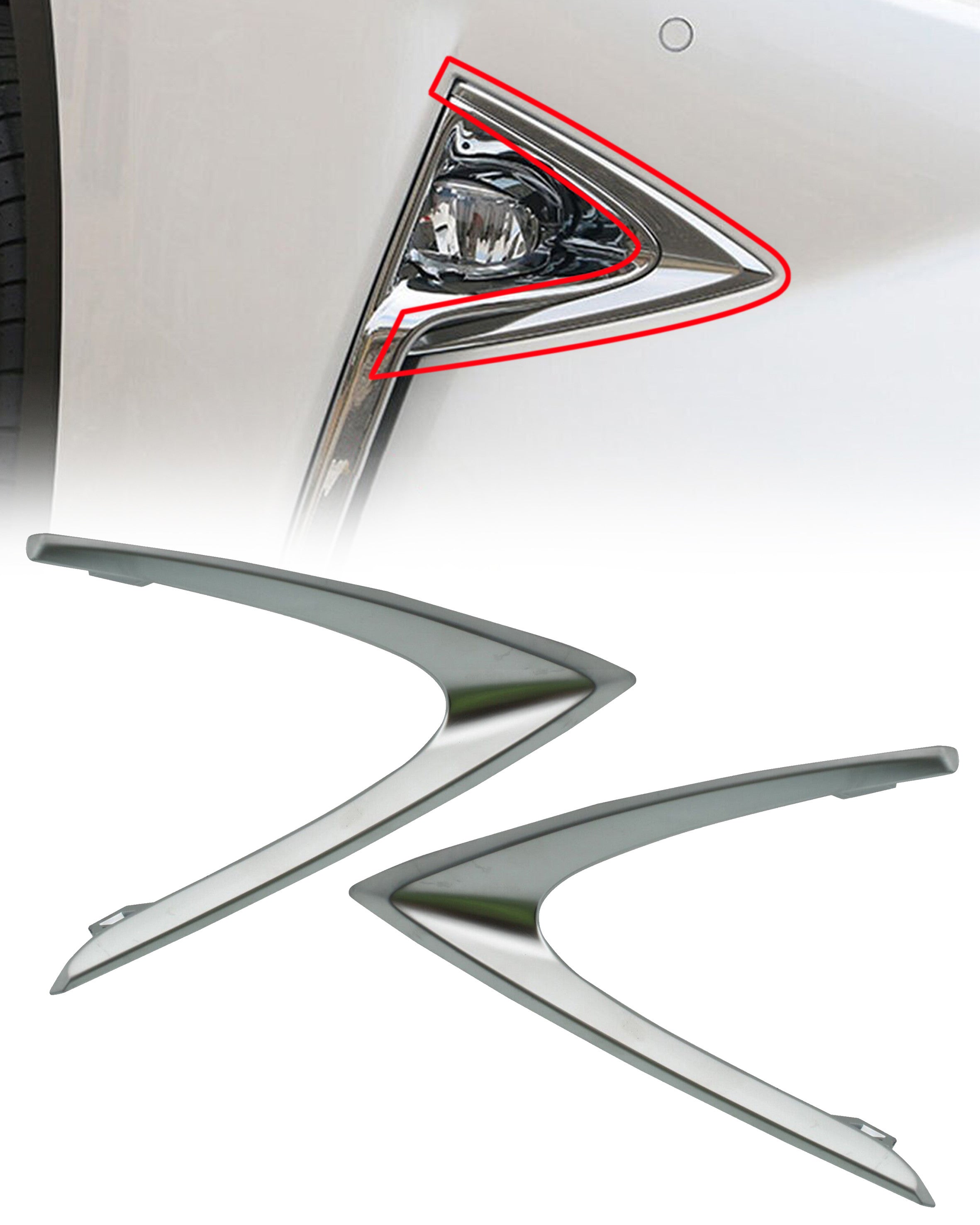 For 2016 2017 2018 2019 Lexus RX450h RX450hL RX350 RX350L Fog Lamp Cover Pair Set