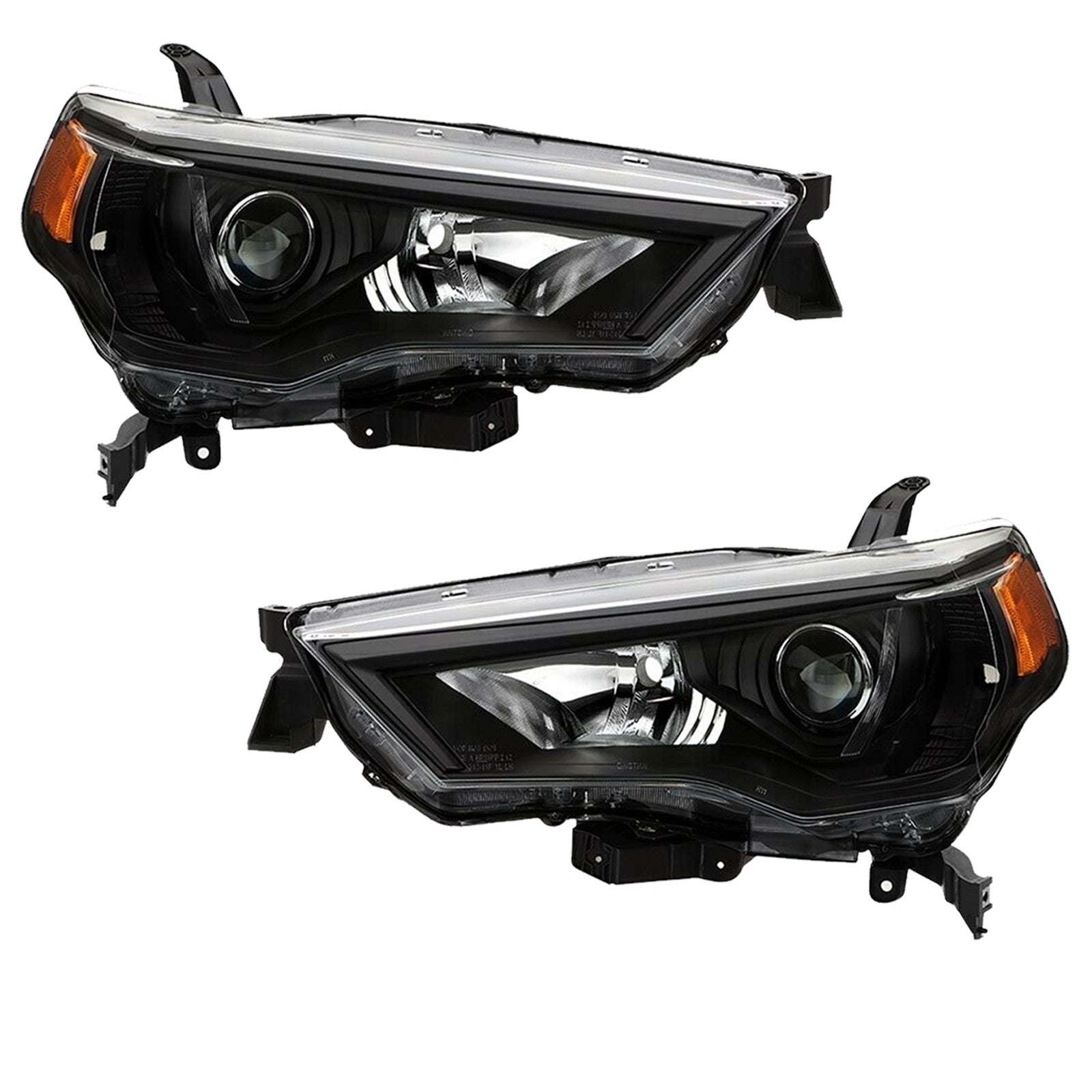 For 2014 2015 2016 2017 2018 2019 2020 2021 Toyota 4Runner Black Halogen Headlight Headlamp Pair Set