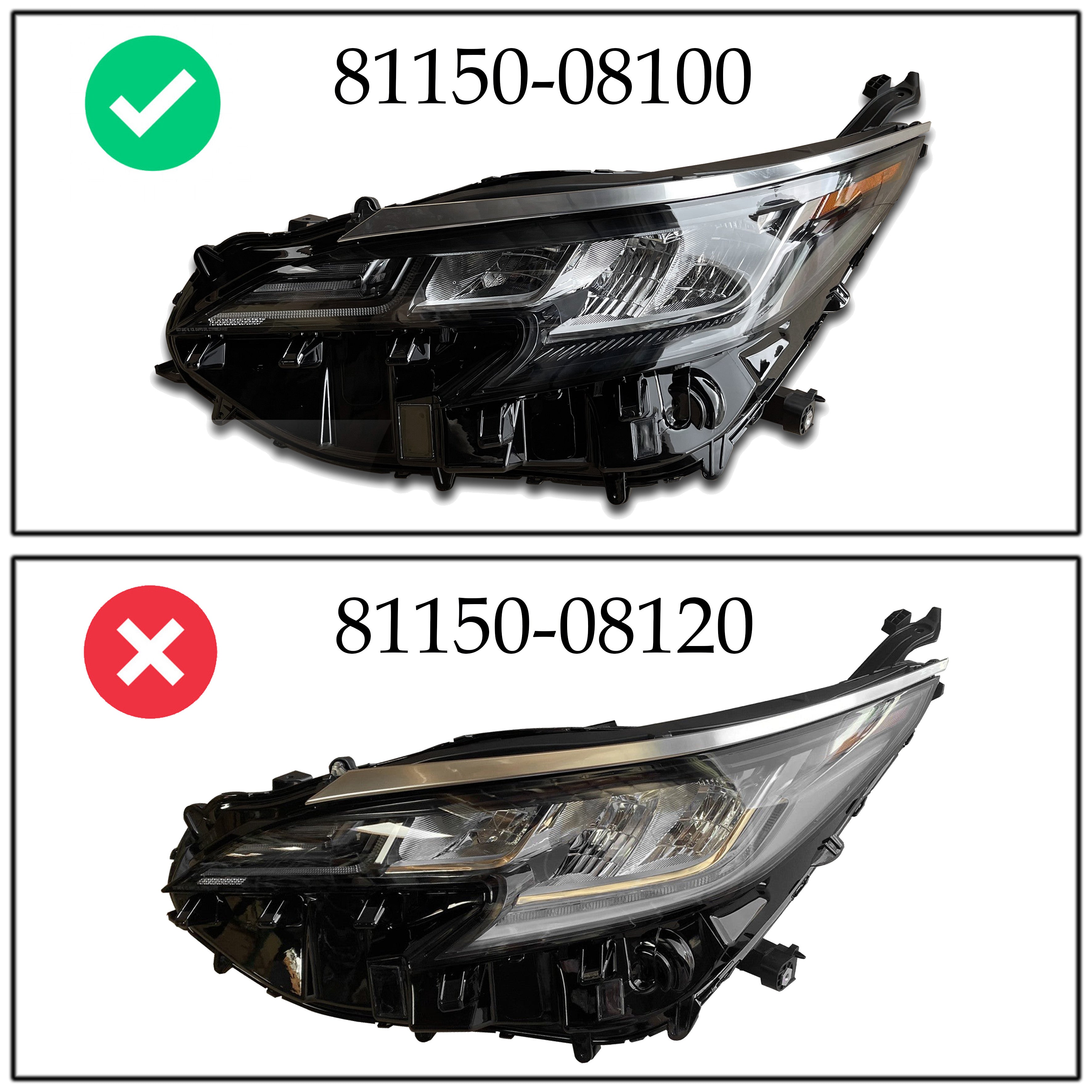 For 2021 2022 2023 2024 Toyota Sienna LE XLE Headlight Headlamp Factory No DRL Assembly Black Left Right Driver Passenger Side LH RH Set Pair 2Pcs 8115008100 8111008100 TO2502306 TO2503306