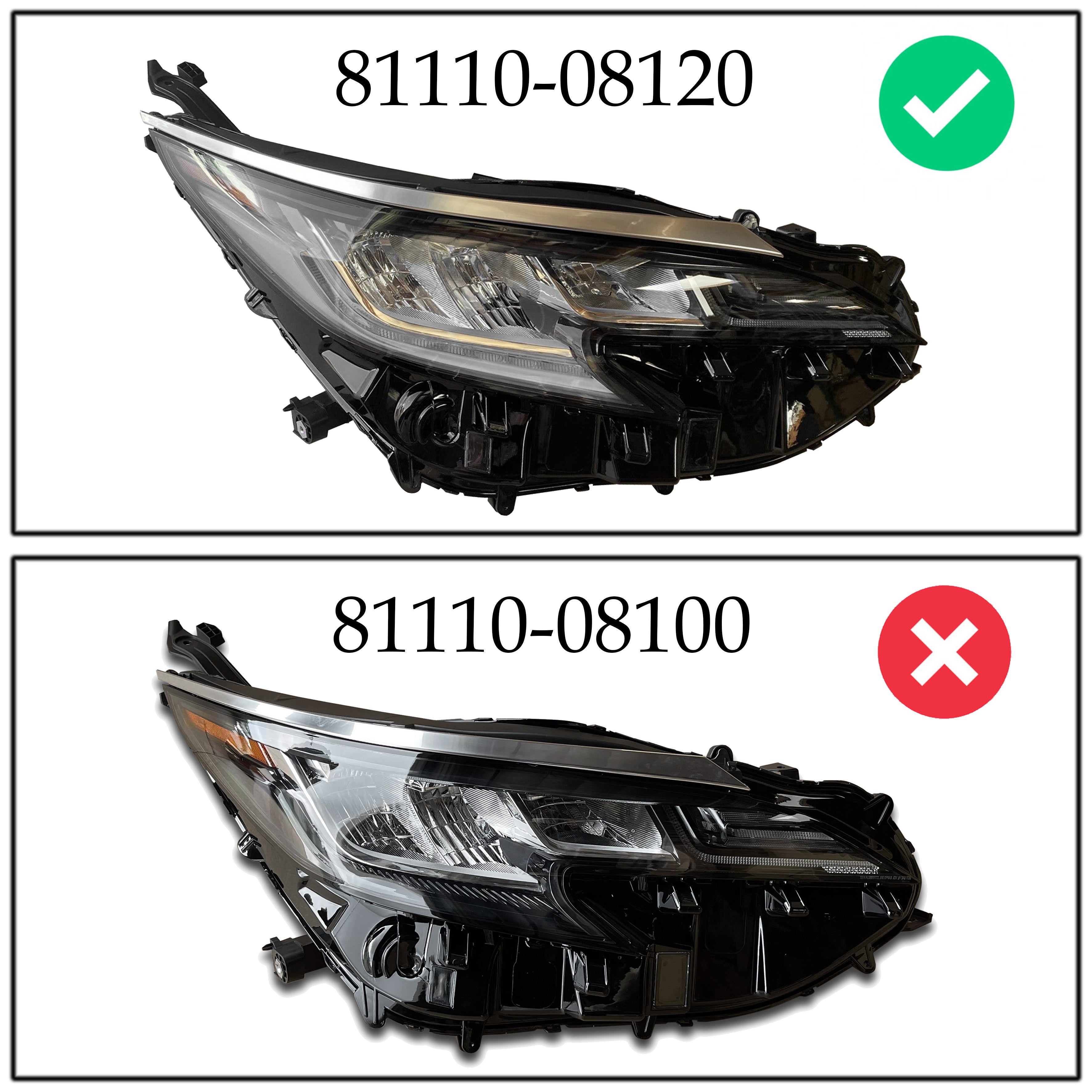 For 2021 2022 2023 2024 Toyota Sienna Limited XSE Front LED Headlight with DRL Assembly Right Passenger Side 8111008120