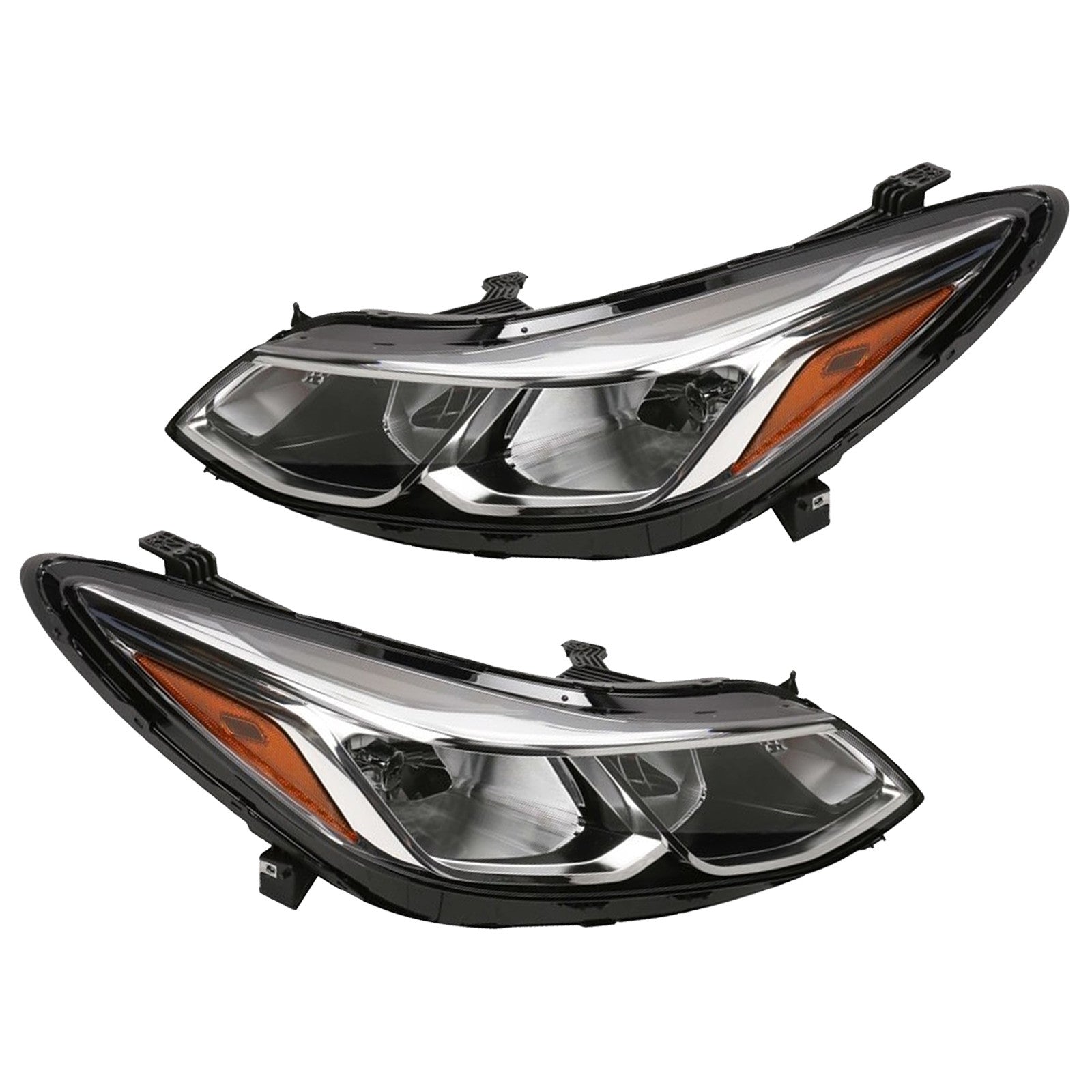 2016 2017 2018 2019 Chevy Cruze Headlight Assembly Halogen Chrome Left Right Pair