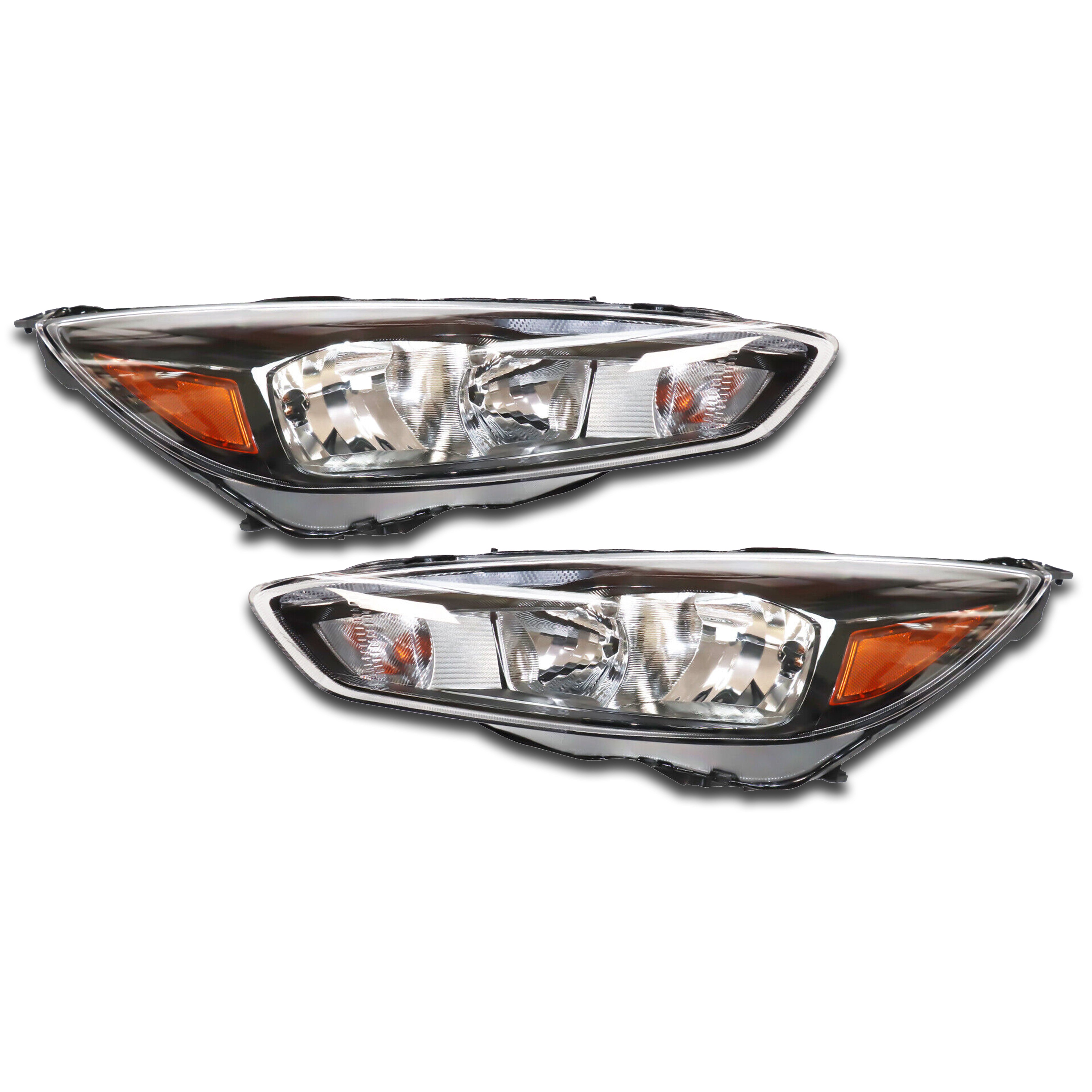 For 2015 2016 2017 2018 Ford Focus Halogen w/LED DRL Headlight Headlamp Assembly Left Right Driver Passenger Side LH RH Set Pair 2Pcs F1EZ13008H F1EZ13008D