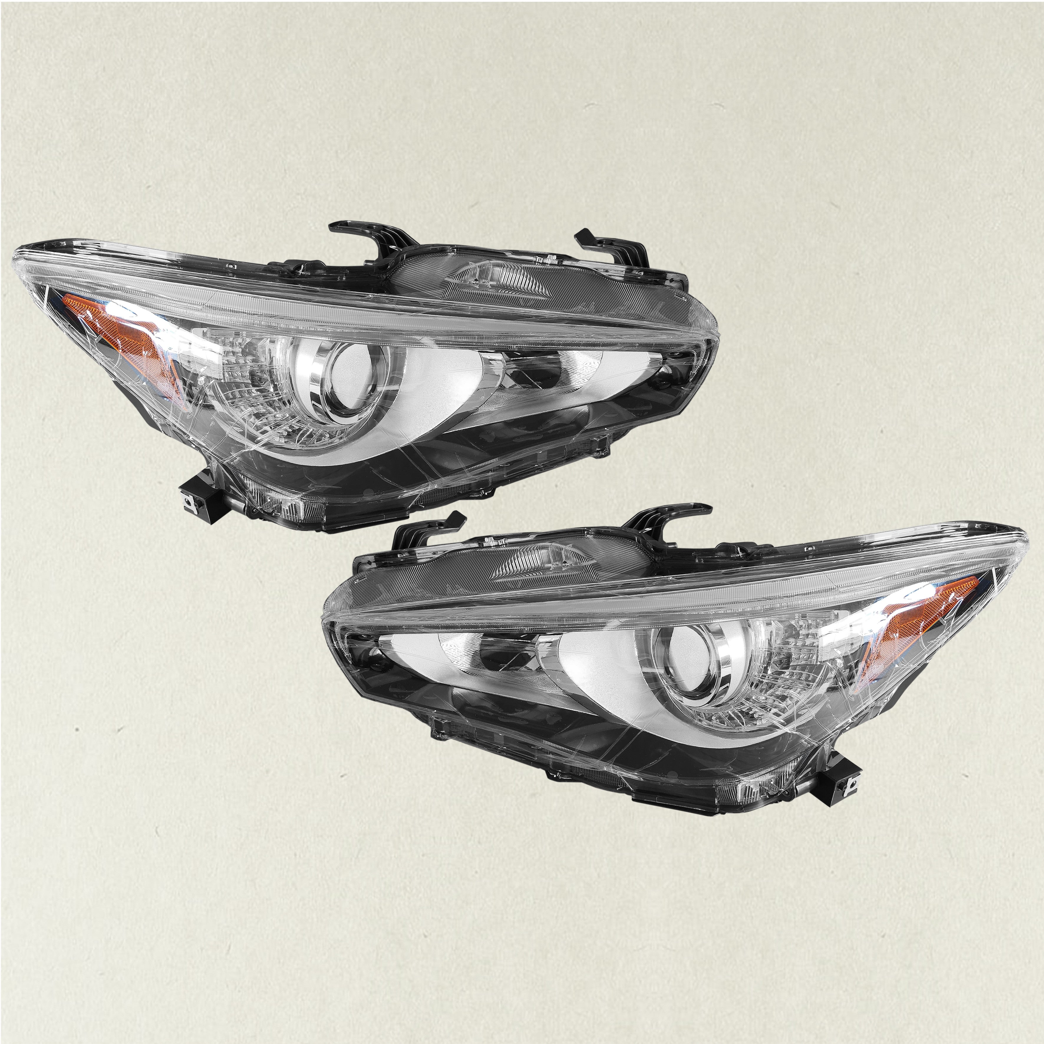 For 2014 2015 2016 2017 Infiniti Q50 HID Factory Headlight Driver Passenger Set Pair 260606HH7A 260604HB0A