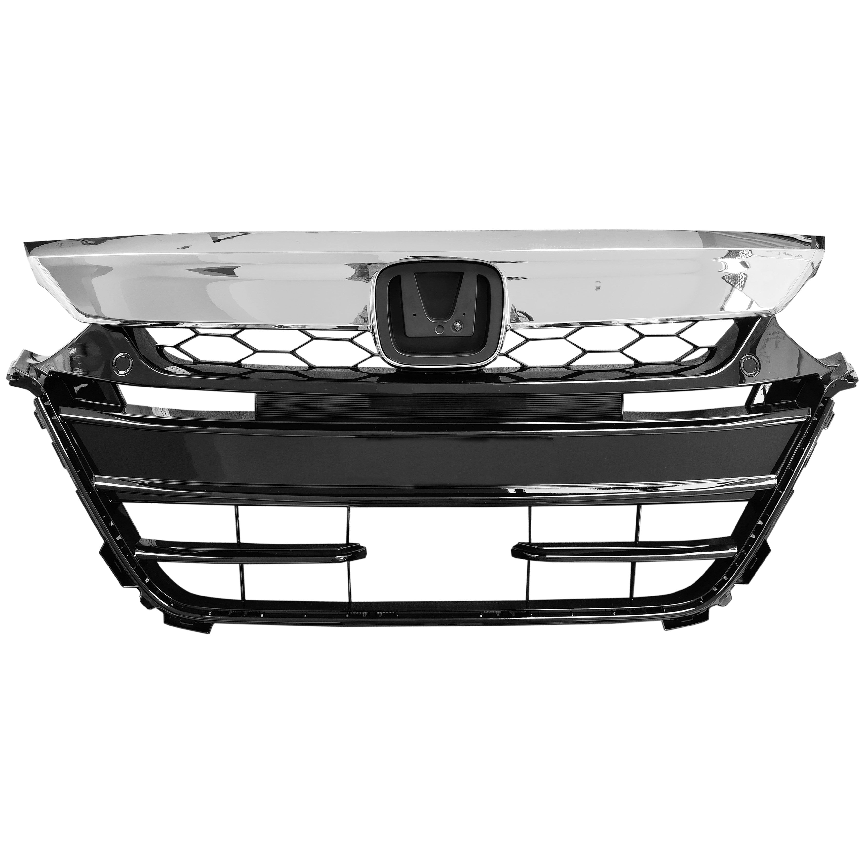 For 2018 2019 2020 Honda Accord Front Bumper Hood Upper Lower Grille Factory Assembly Black & Chrome