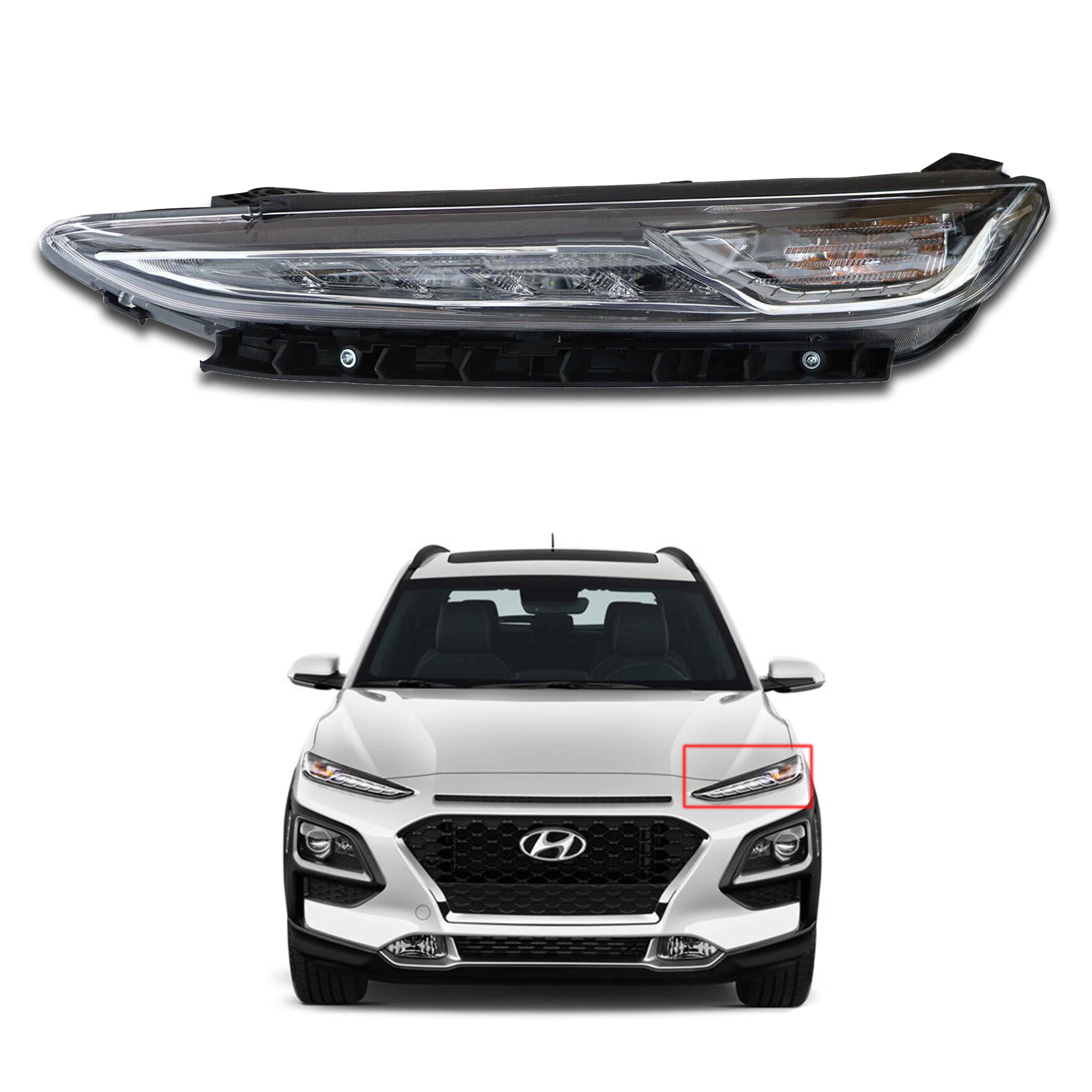 For 2018 2019 2020 2021 Hyundai Kona LED DRL Headlight Headlamp Assembly Left Driver Side LH