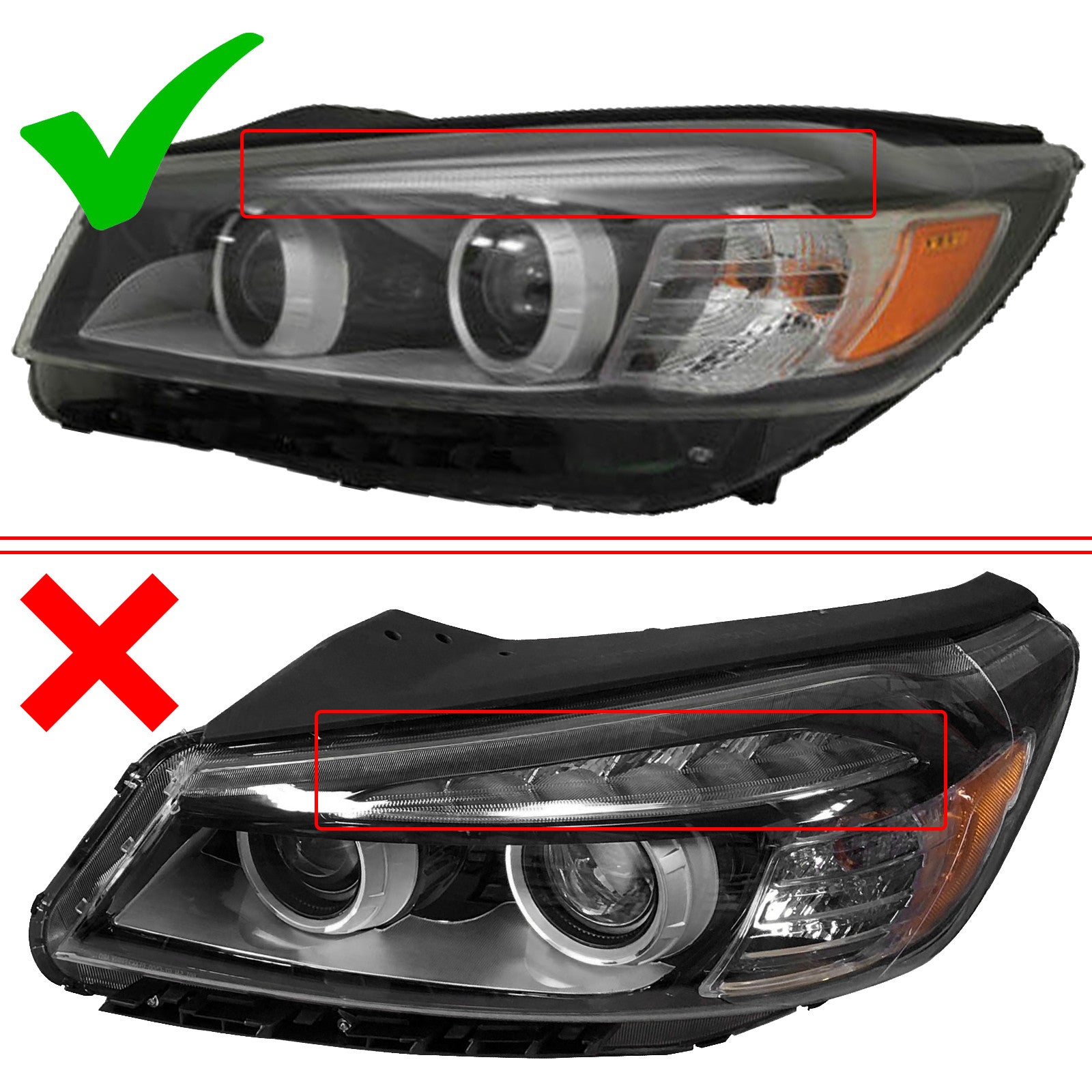 For 2016 2017 2018 Kia Sorento Headlight Assembly Halogen w/ LED Light Bar Driver Side