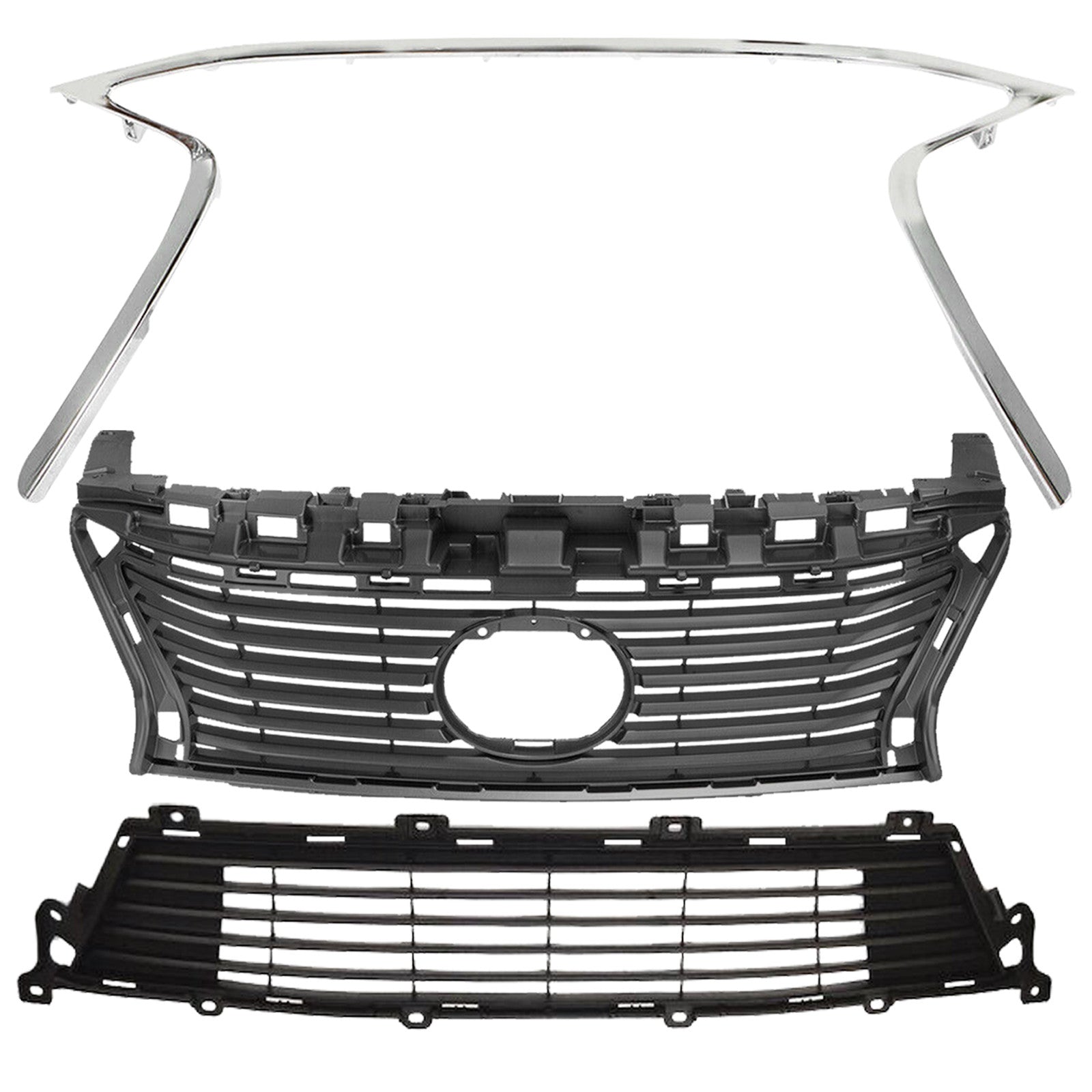 For 2013 2014 2015 Lexus ES350 Front Bumper Upper Lower Grill and Bumper Trim Assembly