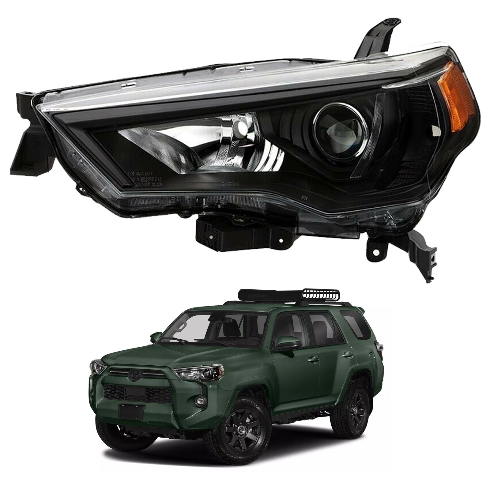 2014 2015 2016 2017 2018 2019 2020 2021 Toyota 4Runner Headlight Assembly Halogen Black Housing Driver Side