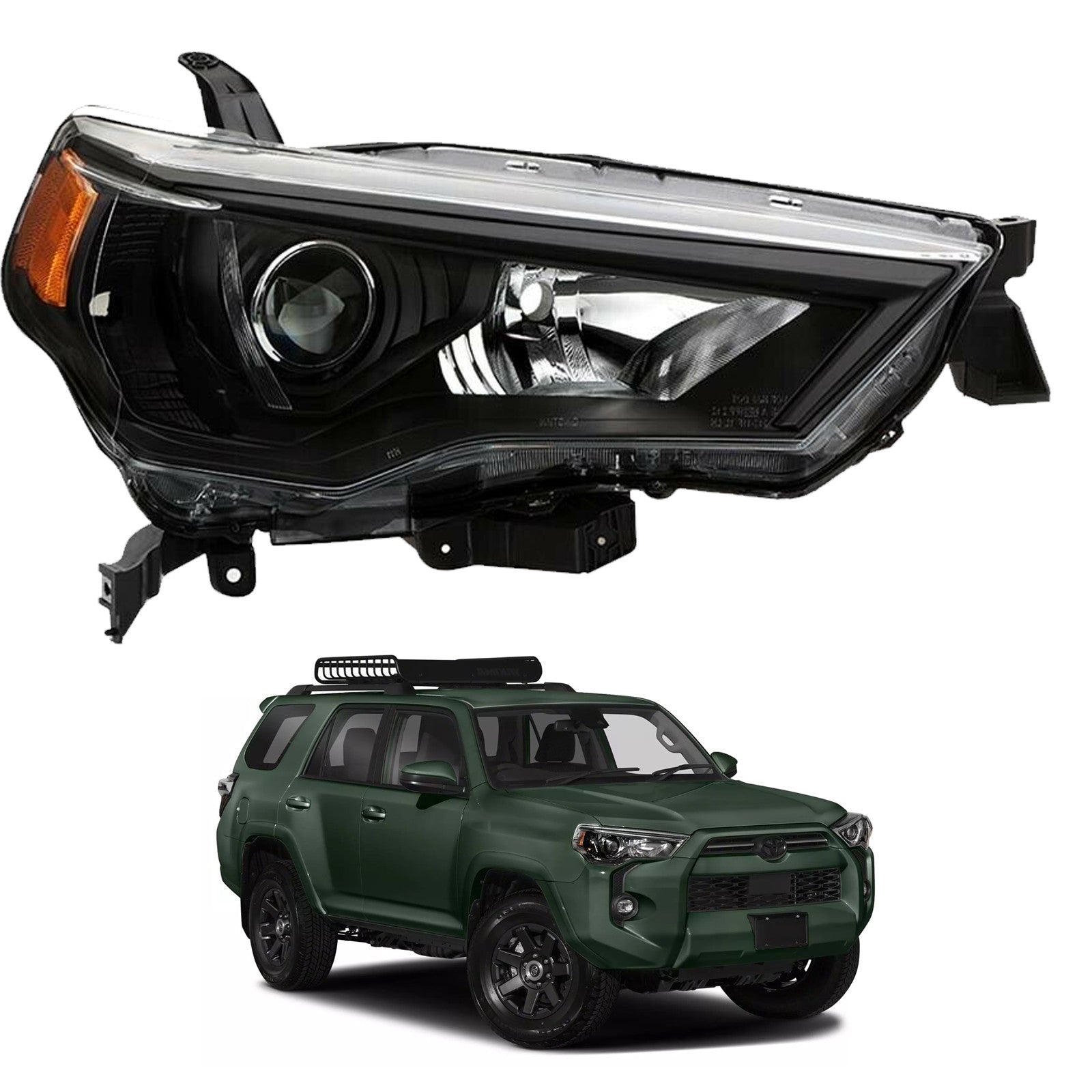 2014 2015 2016 2017 2018 2019 2020 2021 Toyota 4Runner Headlight Assembly Halogen Black Housing Passenger Side