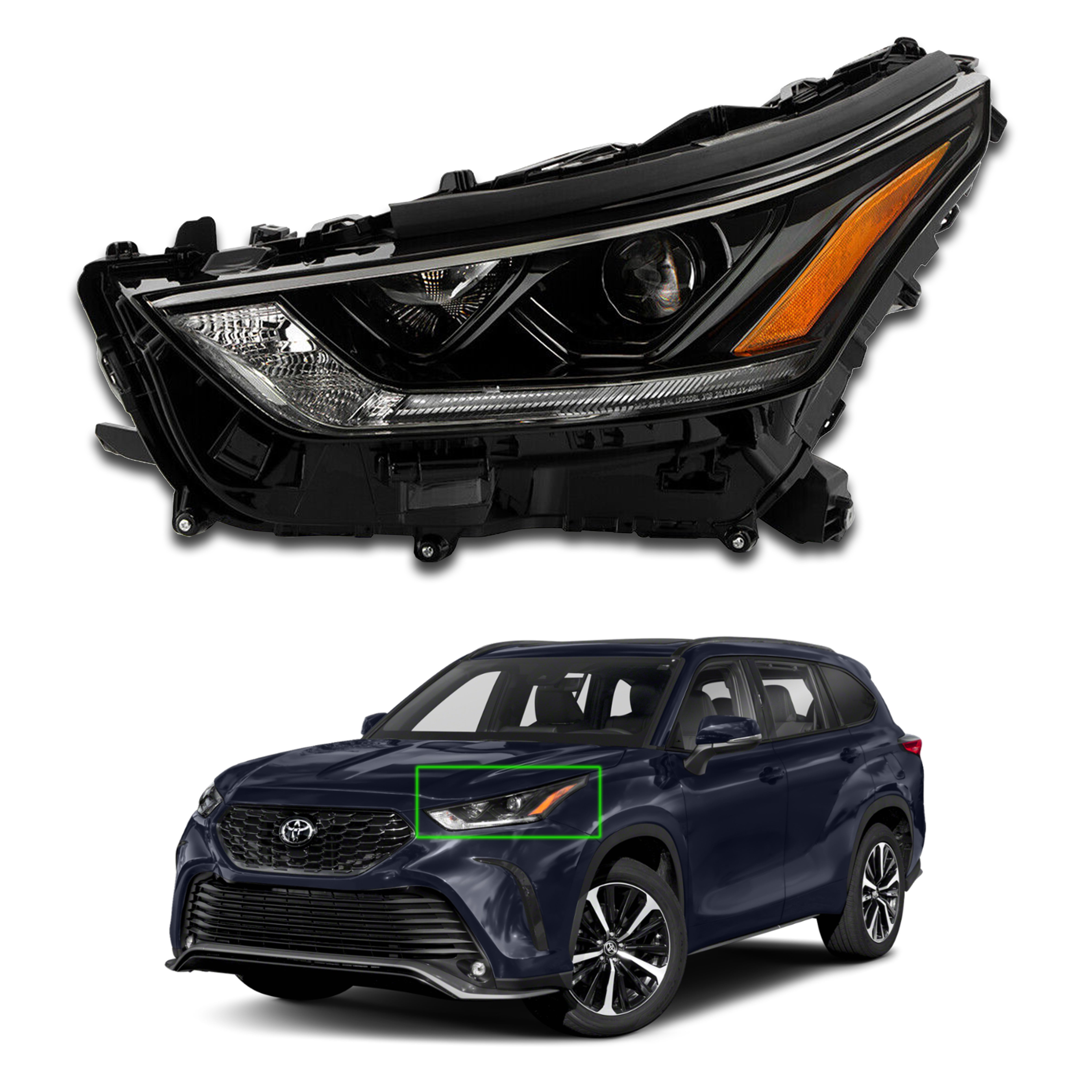 For 2020 2021 2022 2023 Toyota Highlander Headlight Headlamp Assembly LED Projector Left Driver Side LH TO2502303