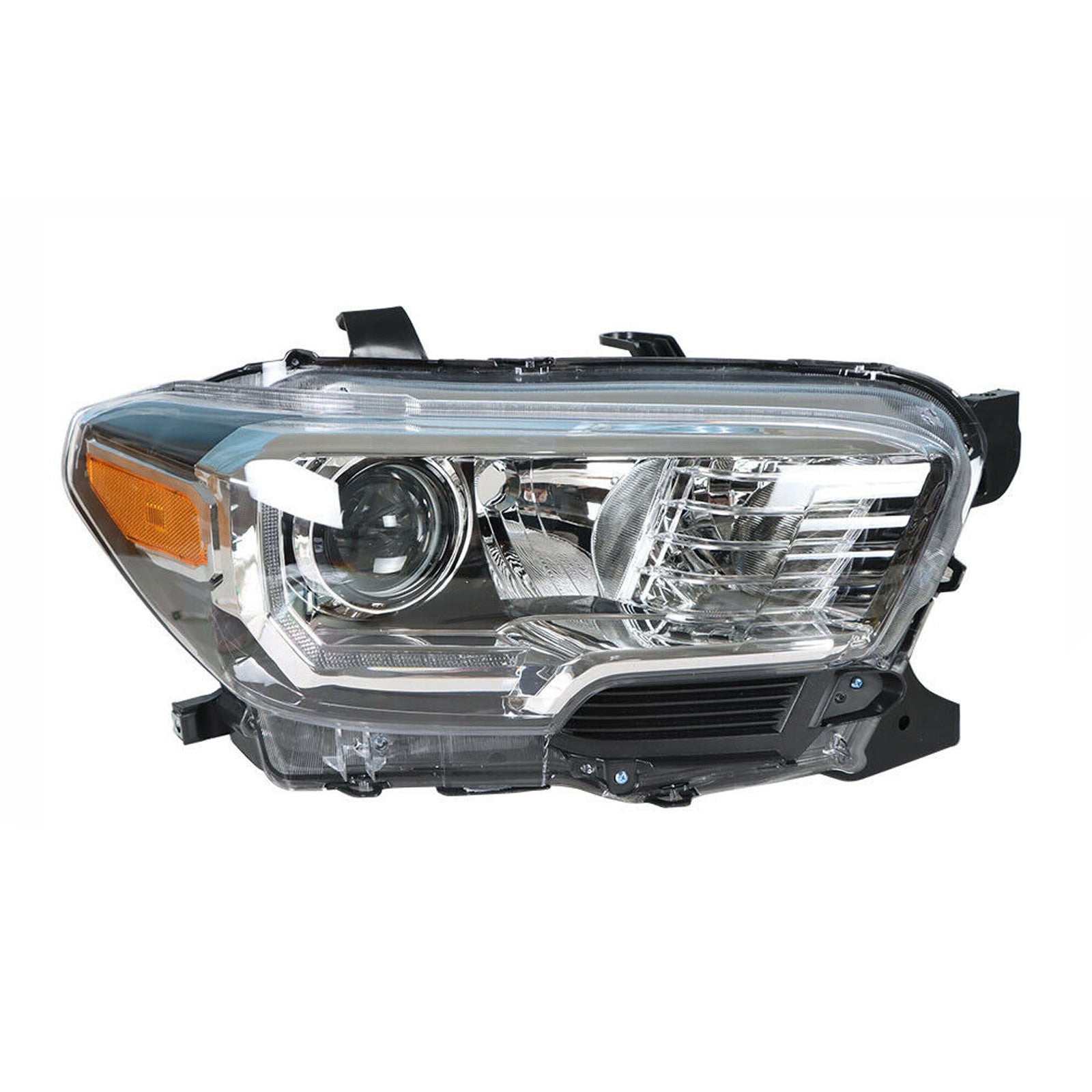 2016 2022 Toyota Tacoma Headlight Assembly Halogen with LED DRL Black Chrome Housing Passenger Side by AutoModed
