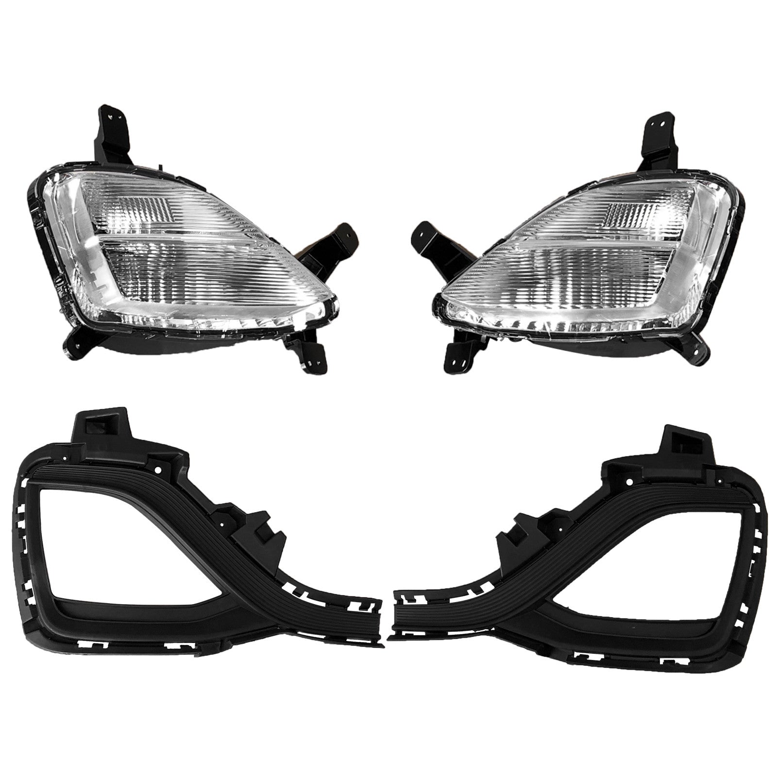 For 2019 2020 2021 2022 Chevrolet Spark LS Fog Light Lamp DRL with Cover Bezel Left Right Pair