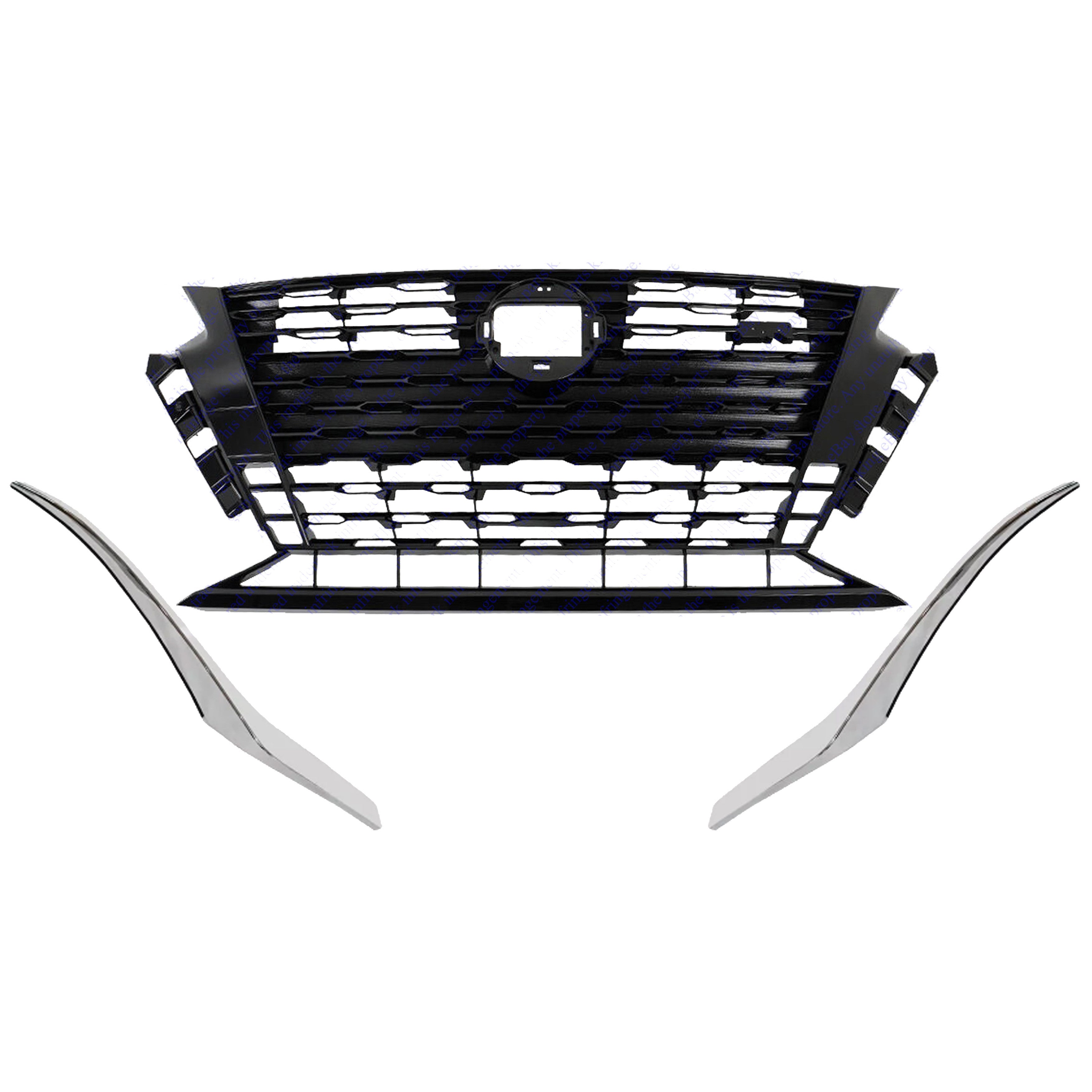 For 2023 2024 2025 Nissan Altima SR Front Bumper Upper Grille & Grille Molding Set