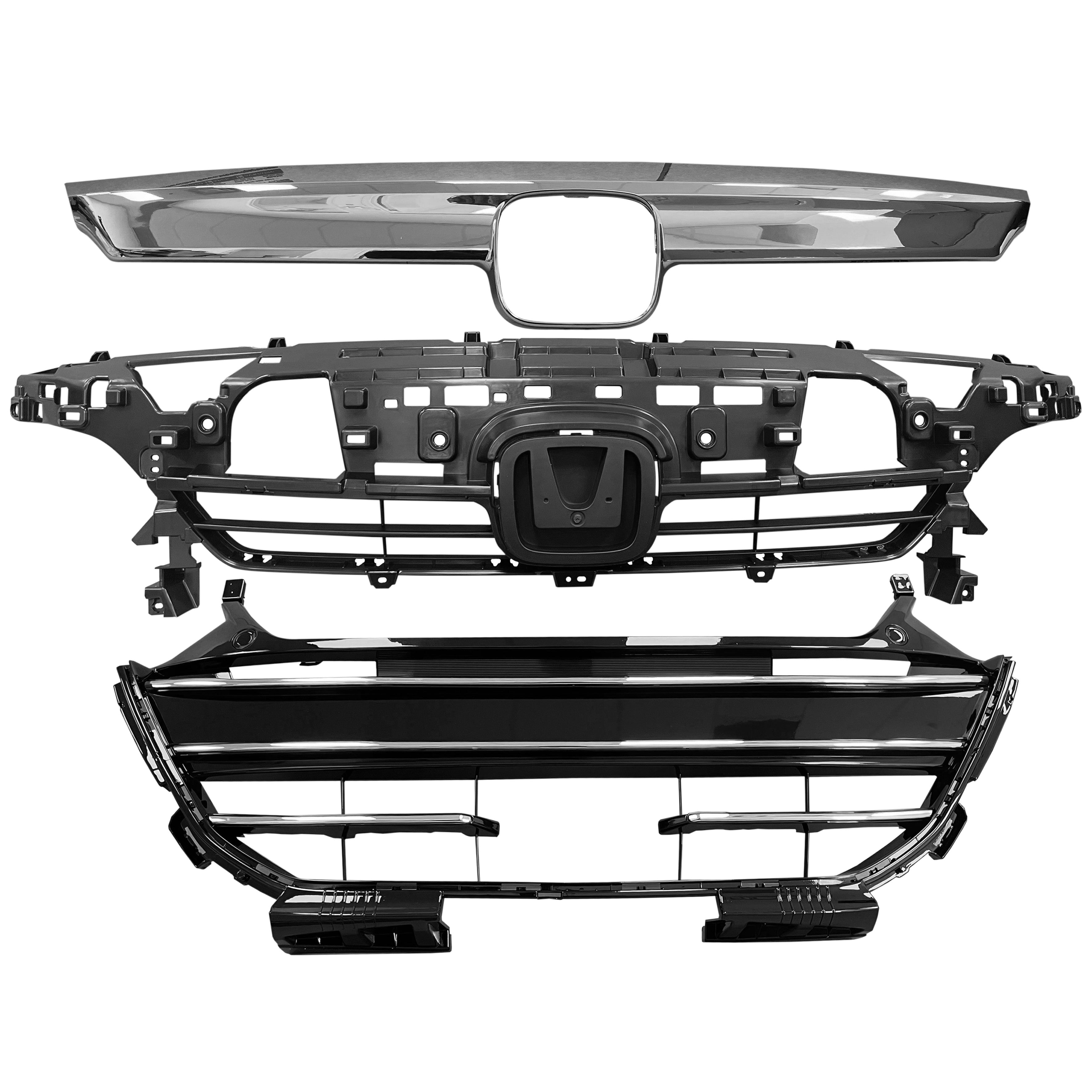 Fit For 2021 2022 Honda Accord Front Bumper Hood Upper Lower Grille Assembly Set